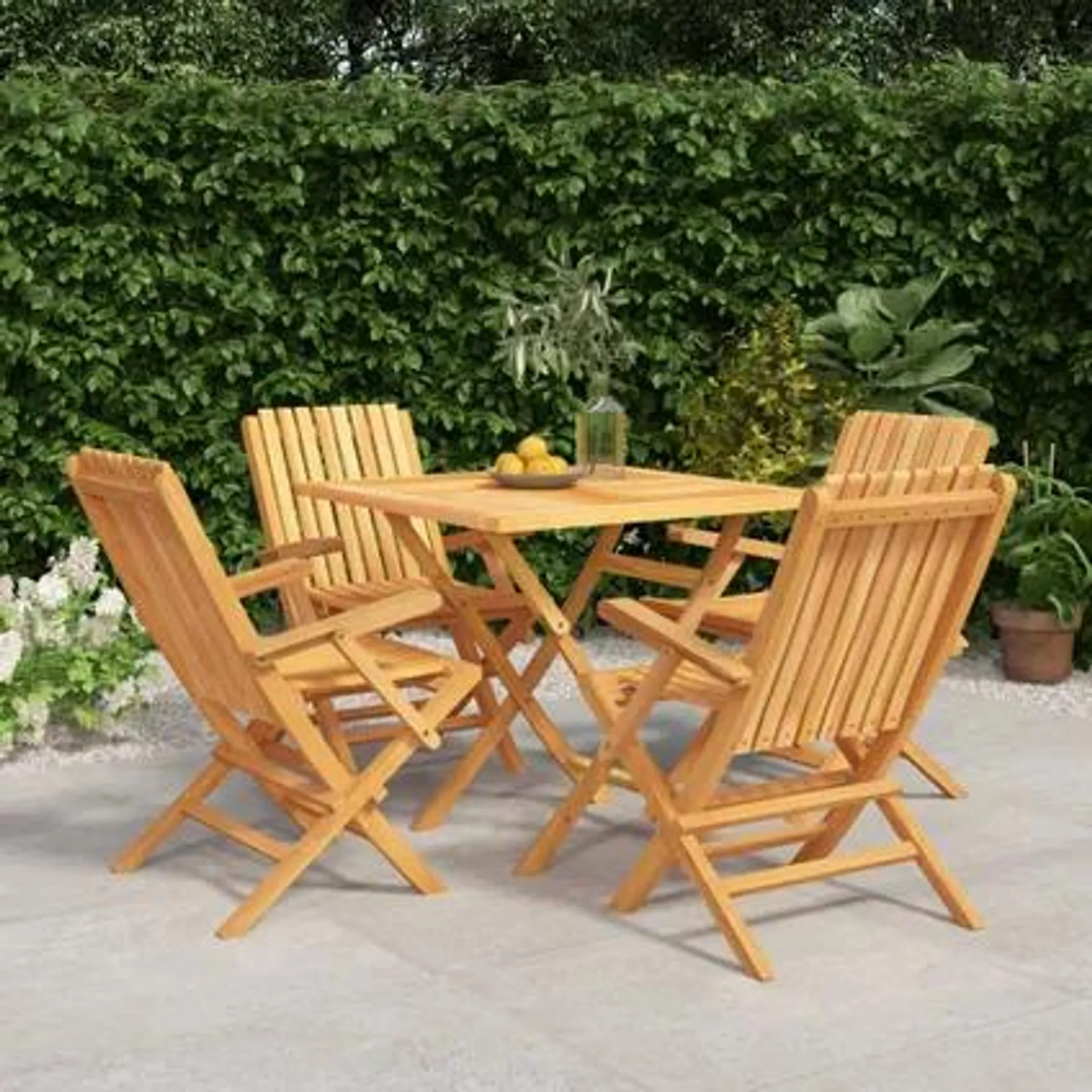 The Living Store - Bois - Ensemble à manger de jardin 5 pcs Bois de teck massif - TLS315503