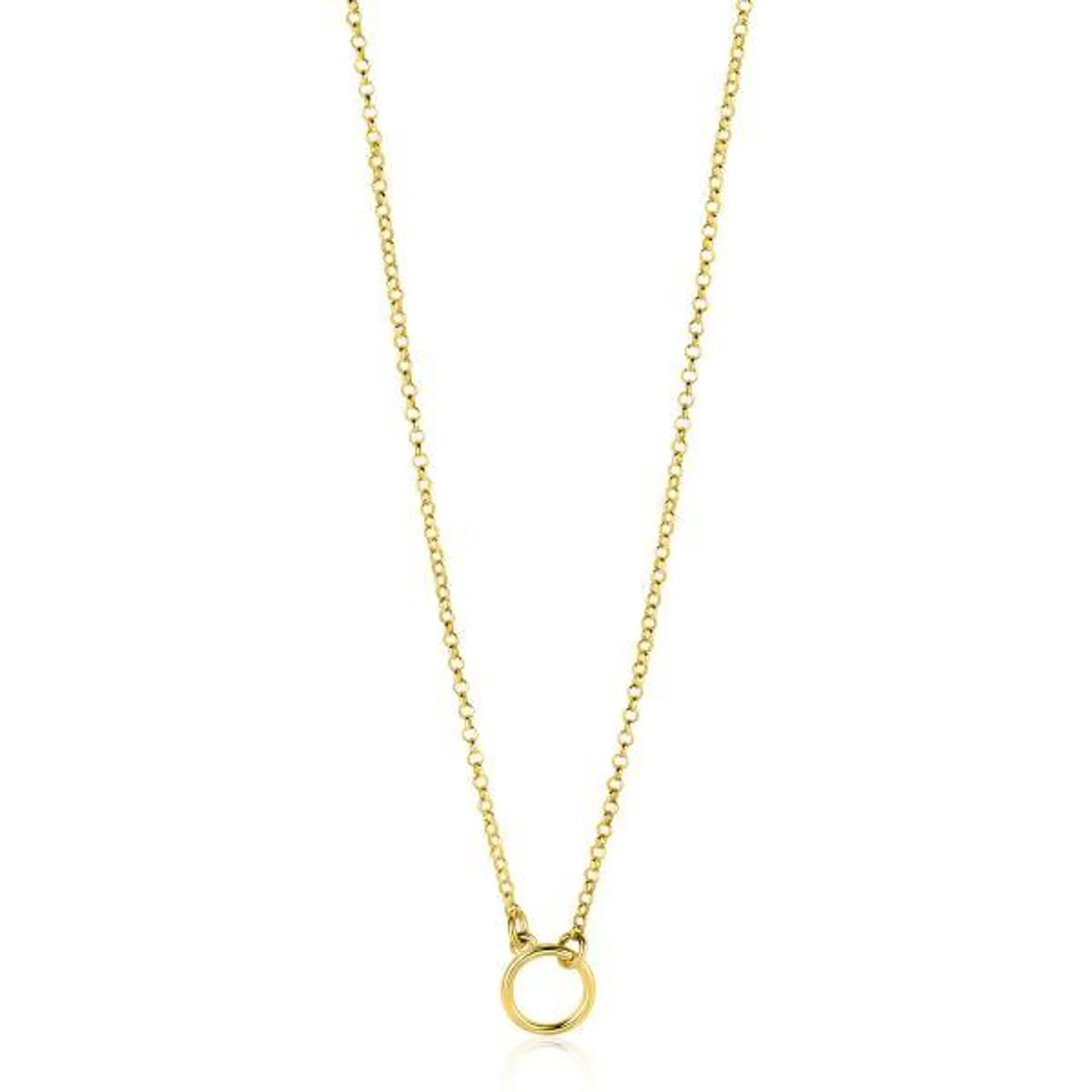 ZINZI gold plated zilveren ketting met open rondje 40-45cm ZIC2523G