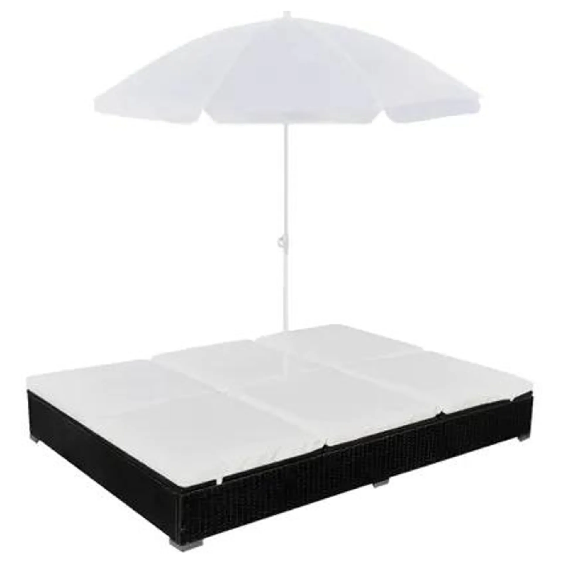 vidaXL Chaise longue d'extérieur avec parasol Résine tressée Noir