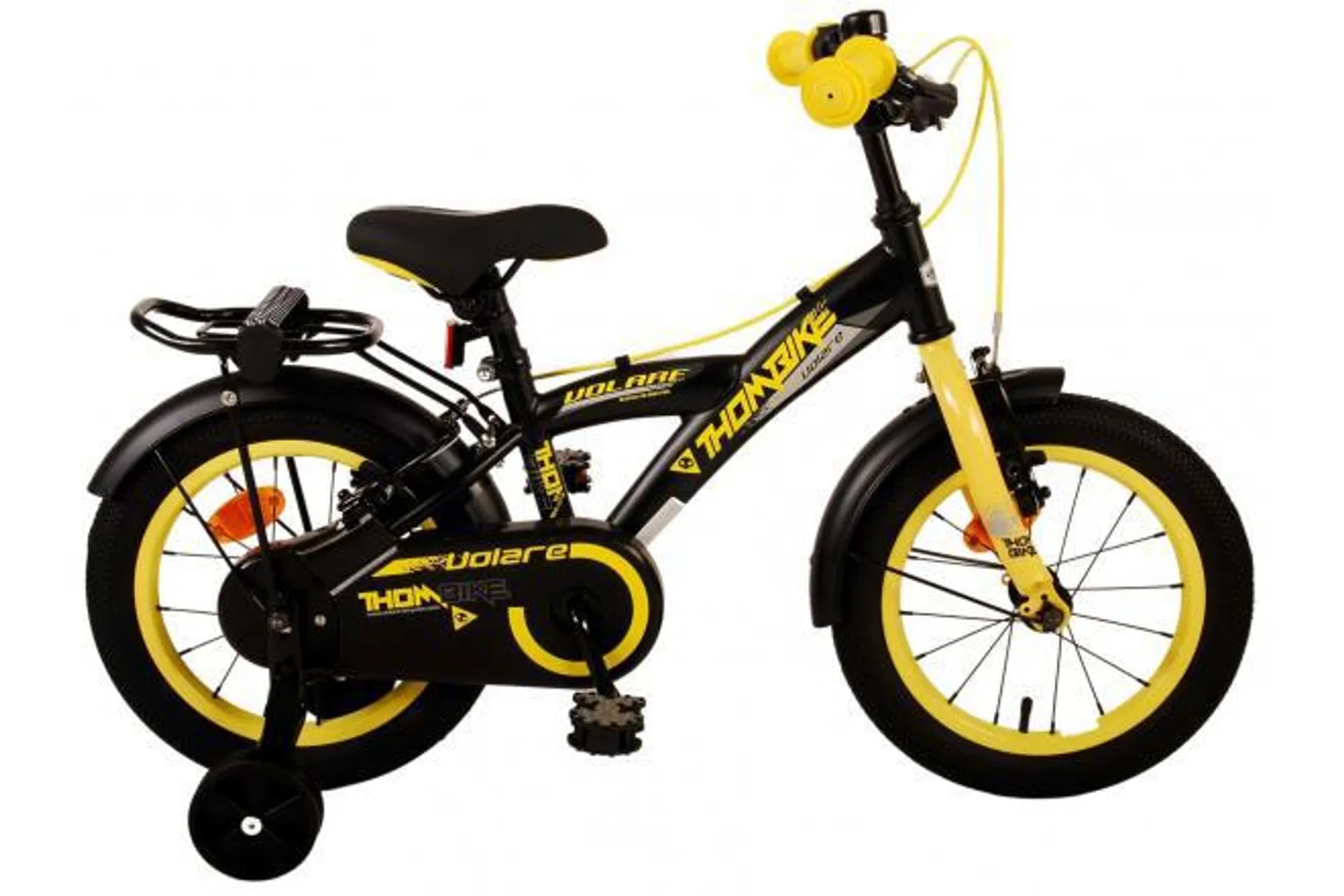 Volare Thombike Kinderfiets - Jongens - 14 inch - Zwart Geel - Twee Handremmen