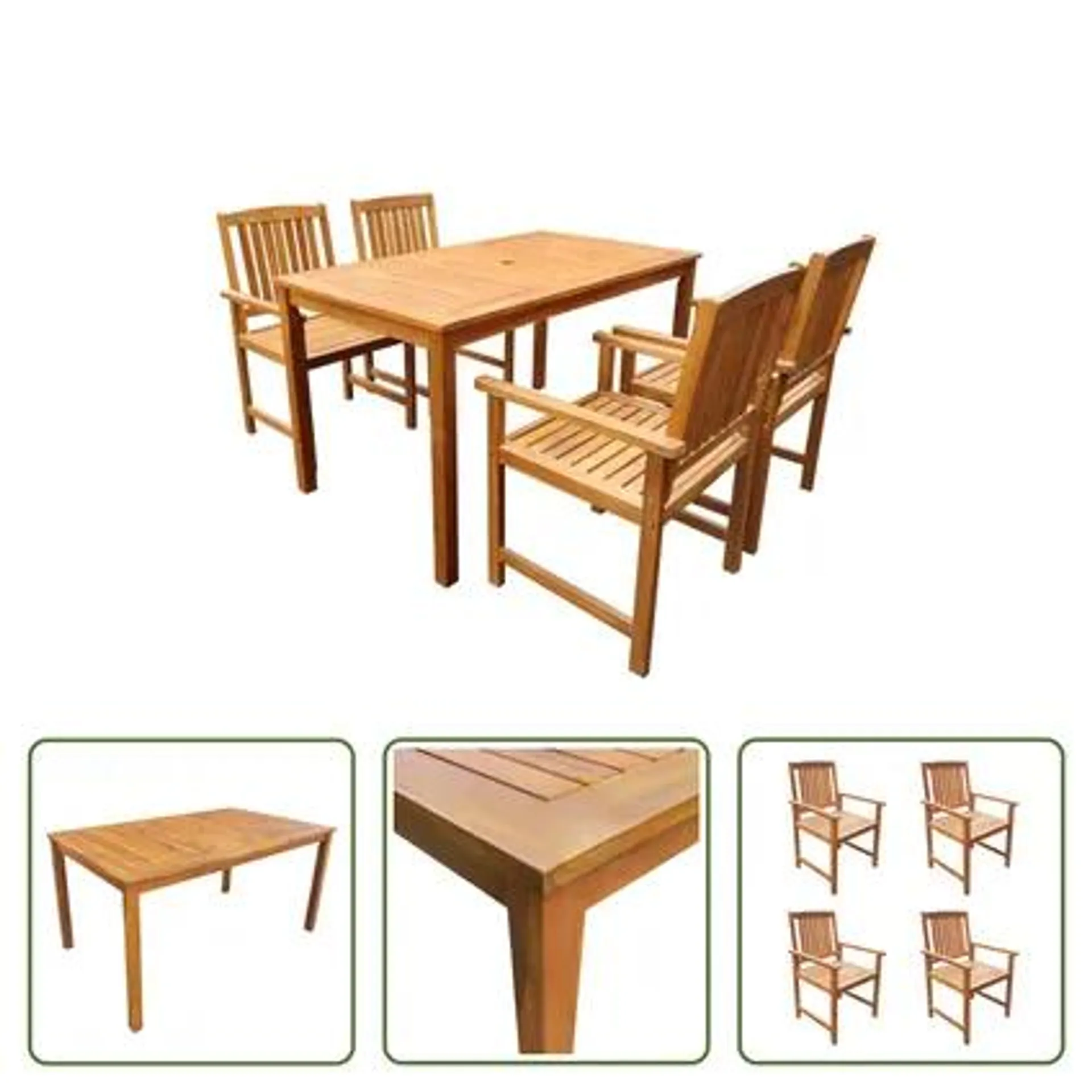 vidaXL - Bois - Mobilier à dîner d'extérieur 5 pcs Bois d'acacia solide - 42622