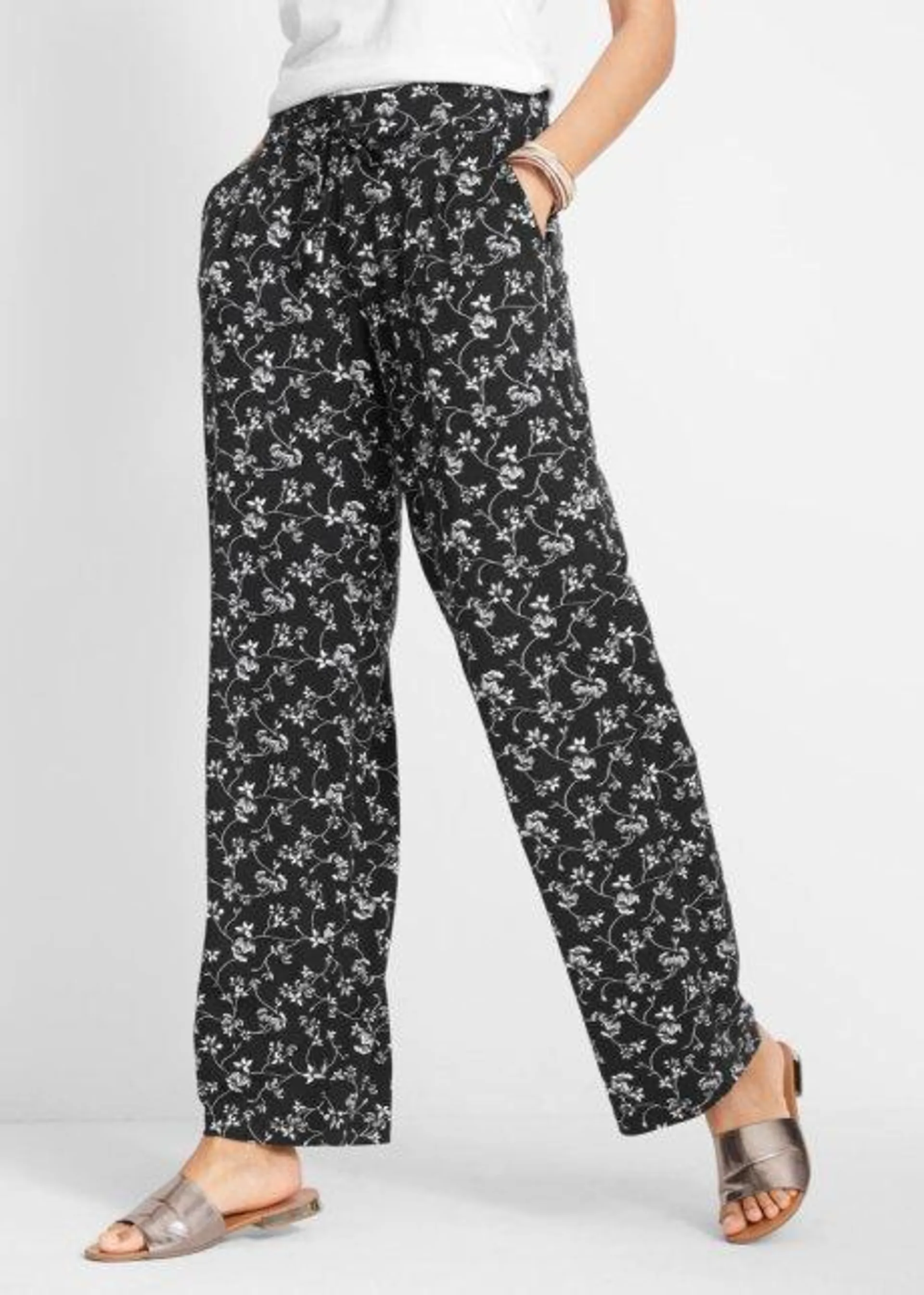 Pantalon palazzo avec tour de taille élastiqué