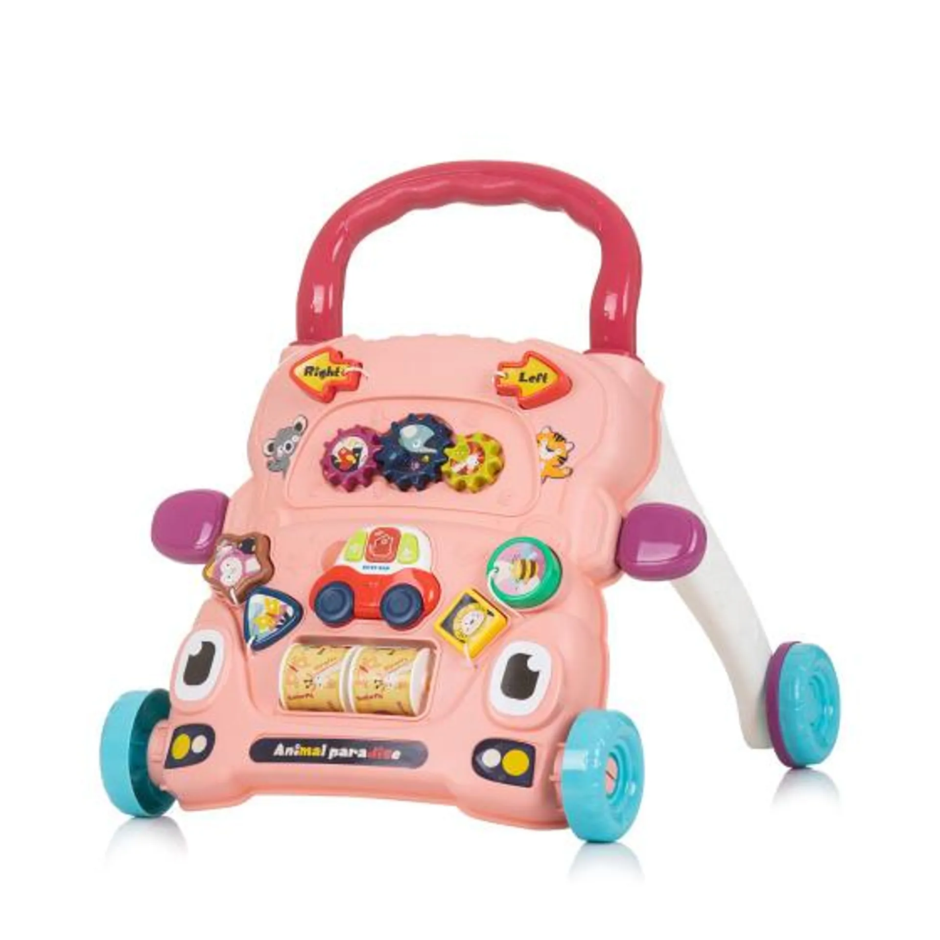 Chipolino Funny Amimals Loopwagen met Speelauto & Muziek Roze