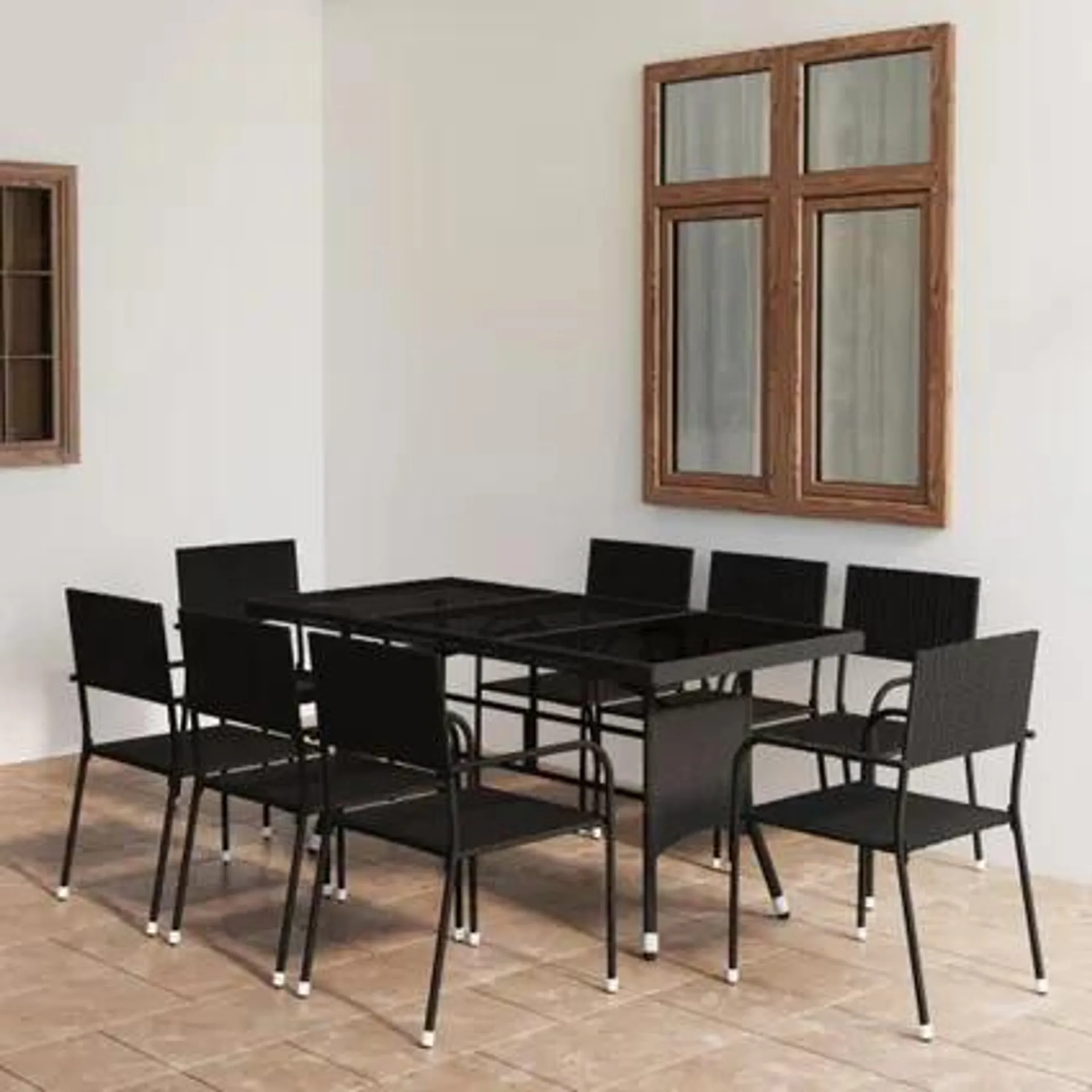 vidaXL - Rotin - Ensemble à dîner de jardin 9 pcs Résine tressée Noir - 305945