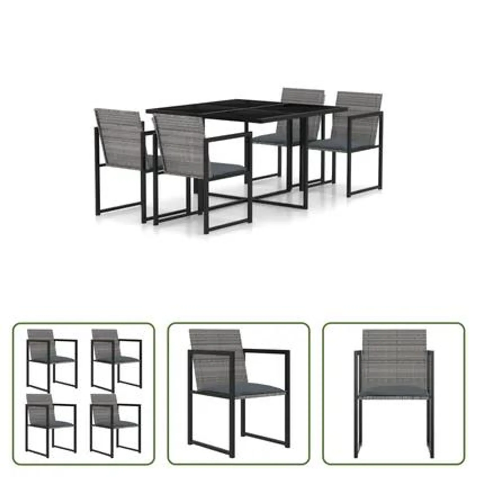 The Living Store - Rotin synthétique - Mobilier à dîner de jardin 5pcs et - TLS313117