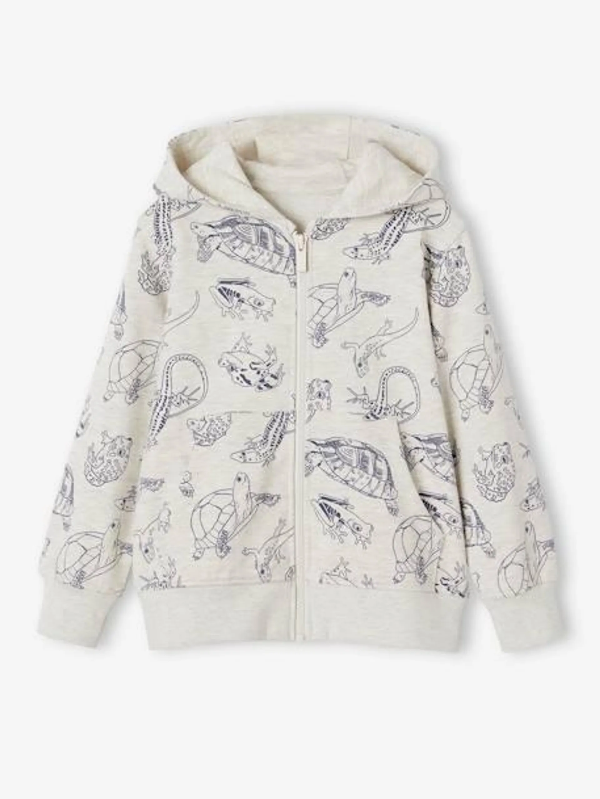 Sweat à capuche zippé motifs animaliers garçon