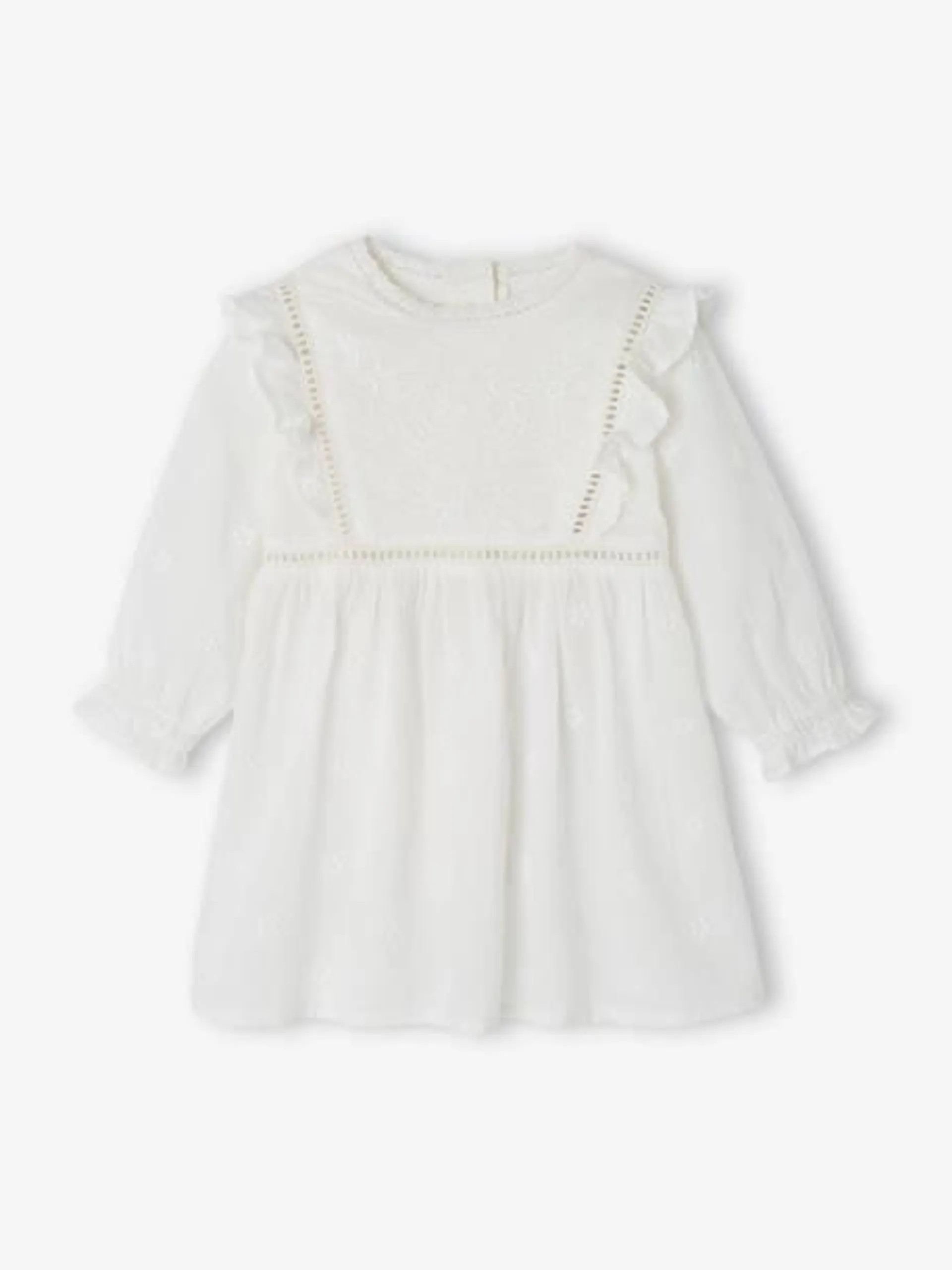 Ensemble de cérémonie bébé : robe, bloomer et béguin - blanc