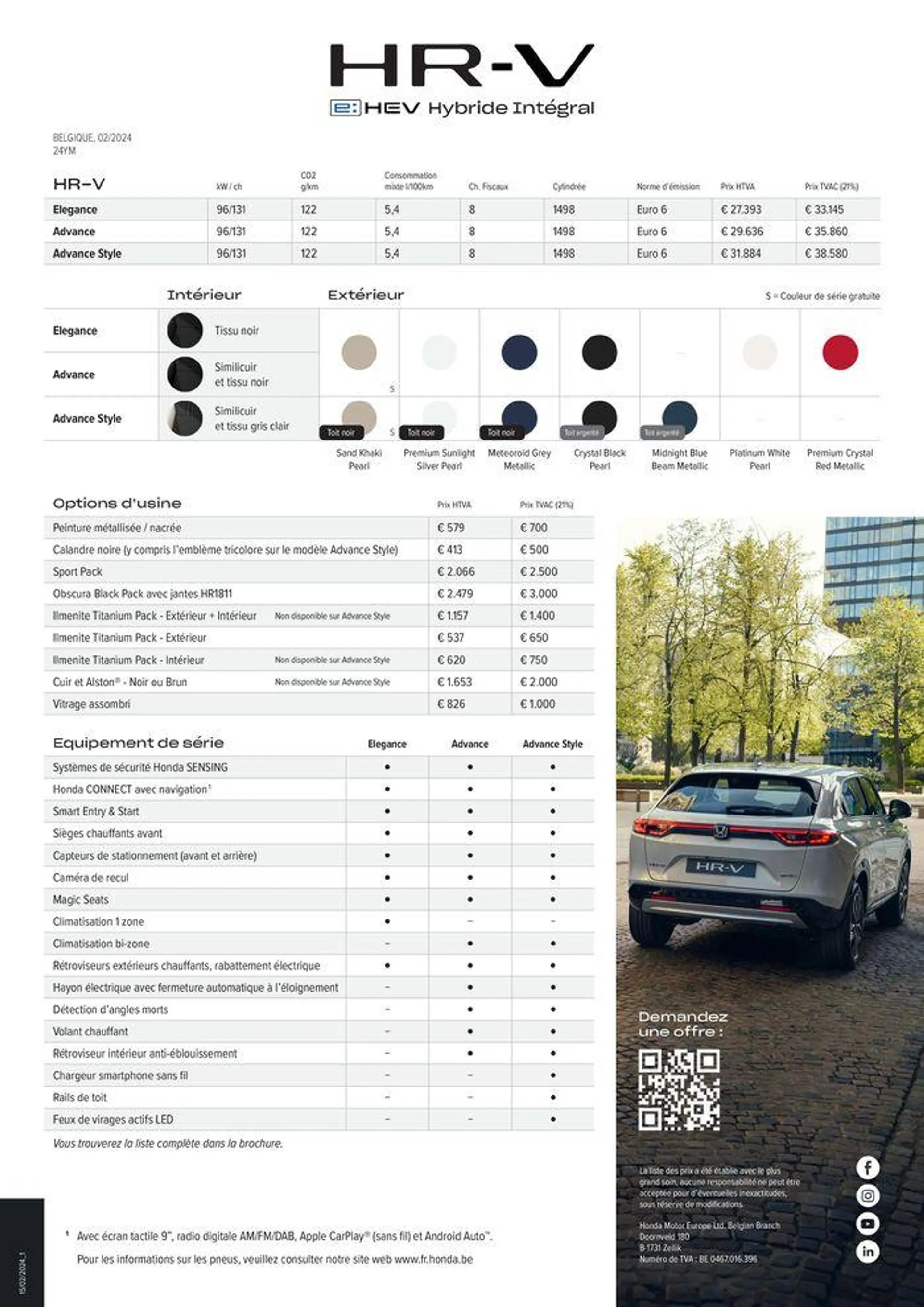 Honda HR-V e:HEV — Liste de prix- van 16 februari tot 16 februari 2025 - folder pagina 2