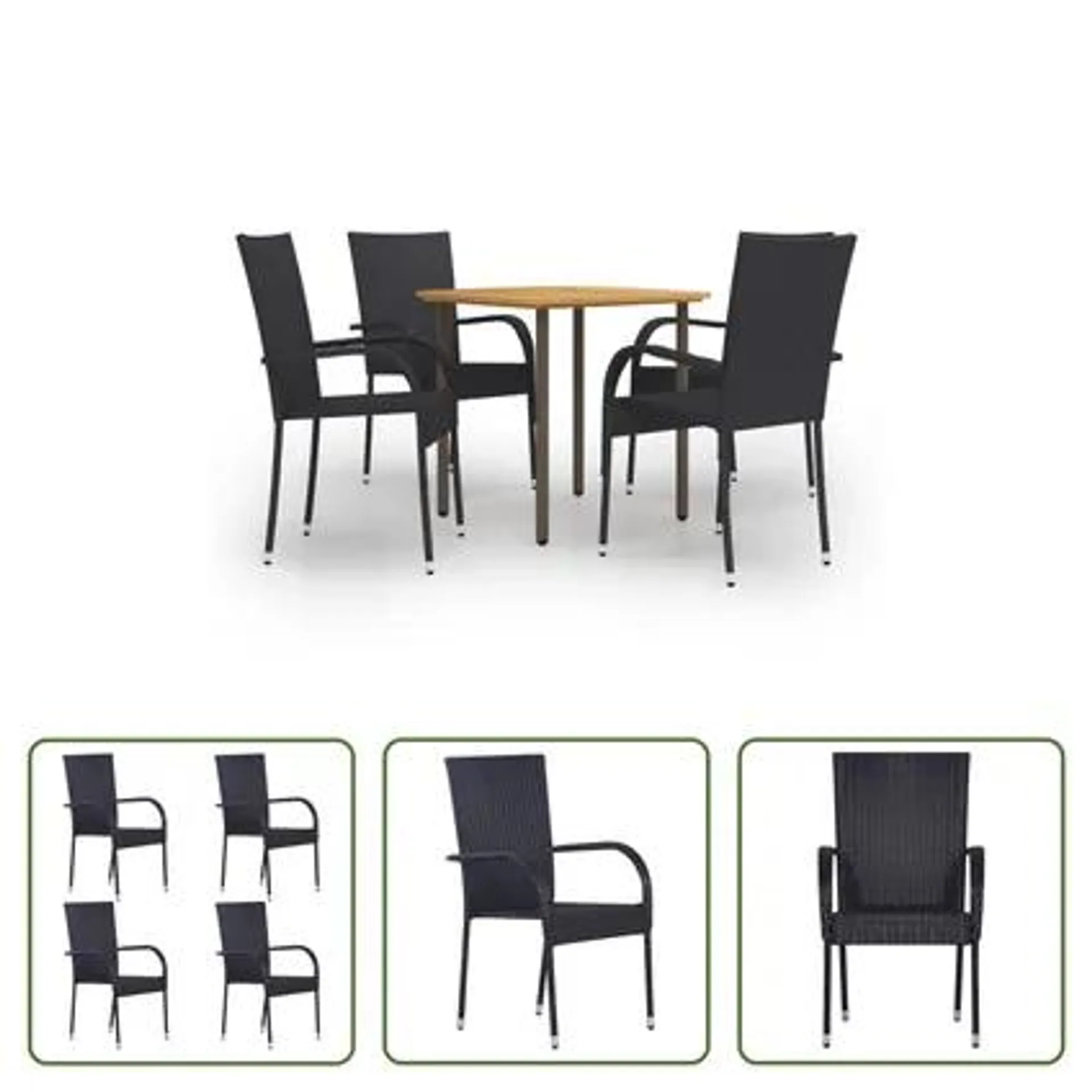 vidaXL Ensemble de salle à manger de jardin 5 pcs Résine tressée Noir