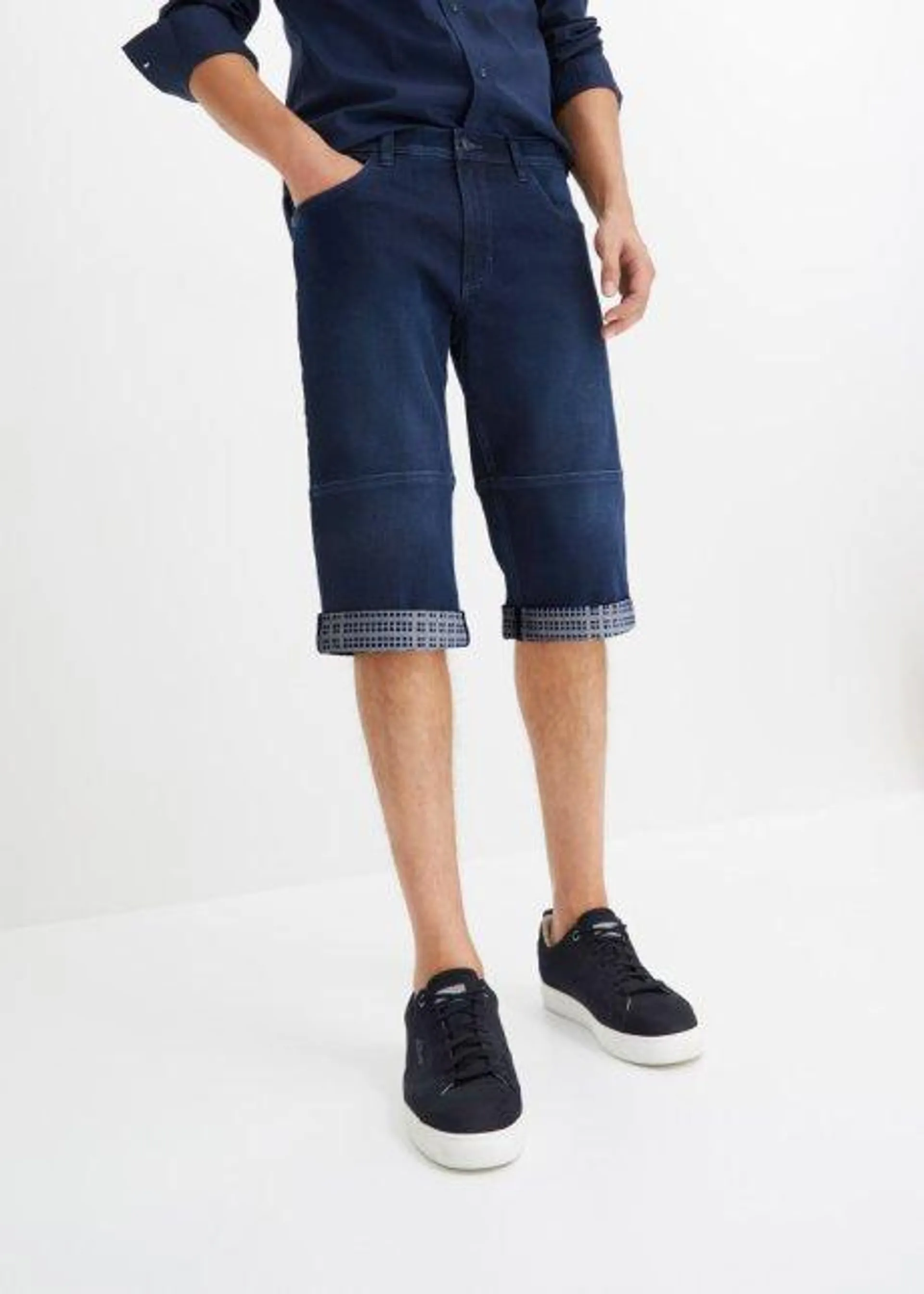 Long bermuda en jean, Regular Fit