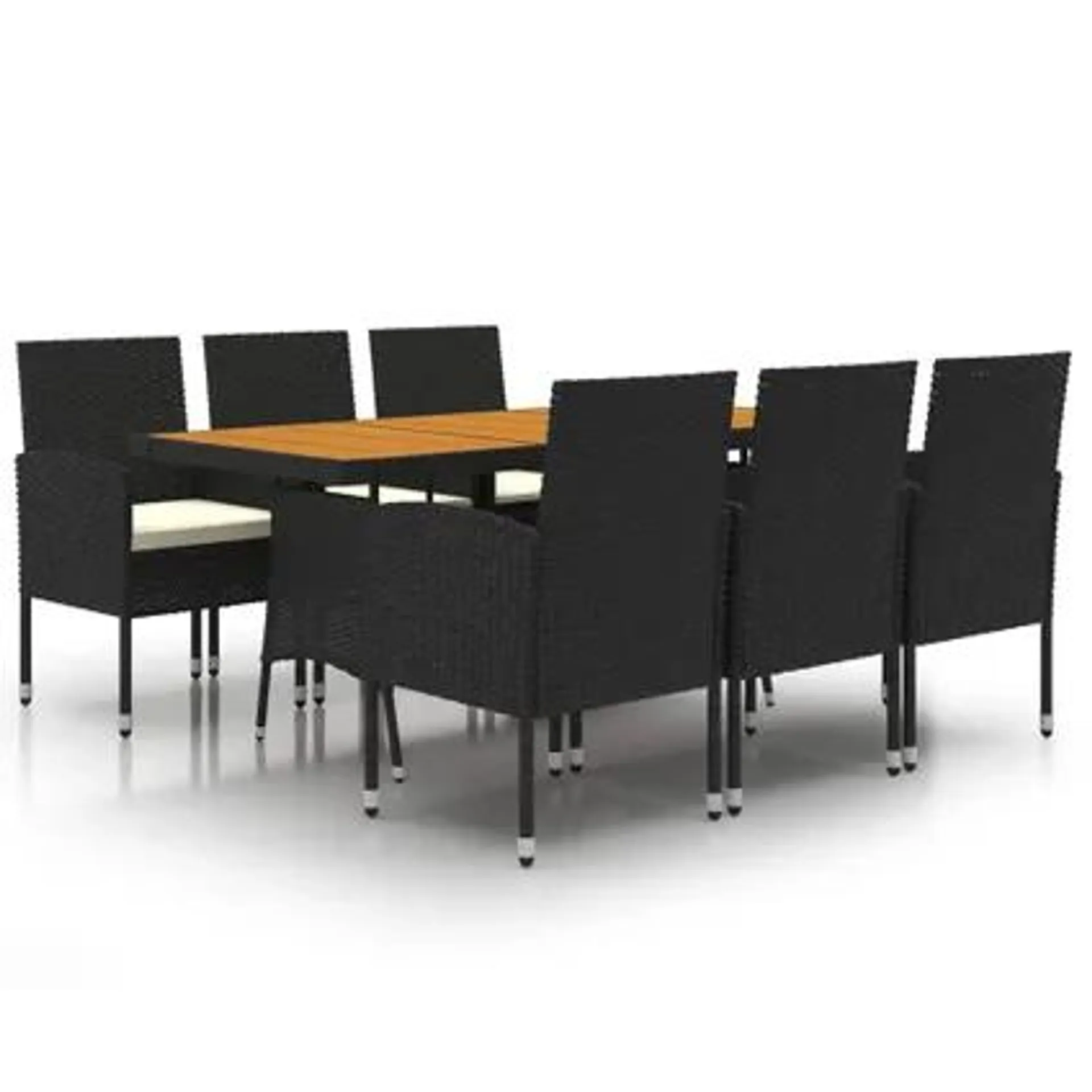 vidaXL Mobilier à dîner d'extérieur 7 pcs Résine tressée Noir