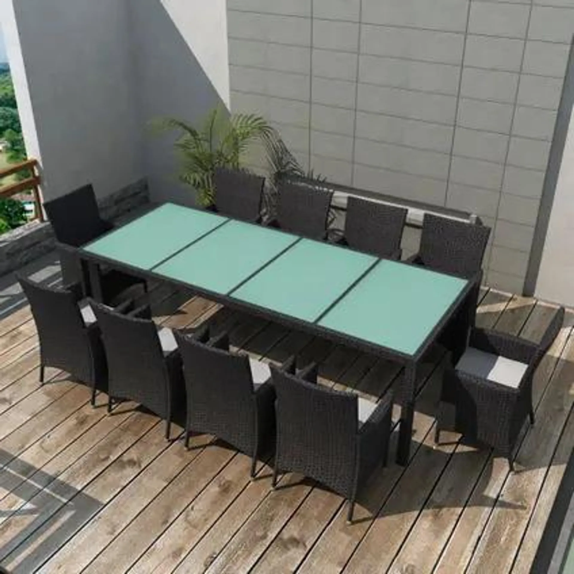 vidaXL Salon de jardin 11 pcs avec coussins Résine tressée Noir