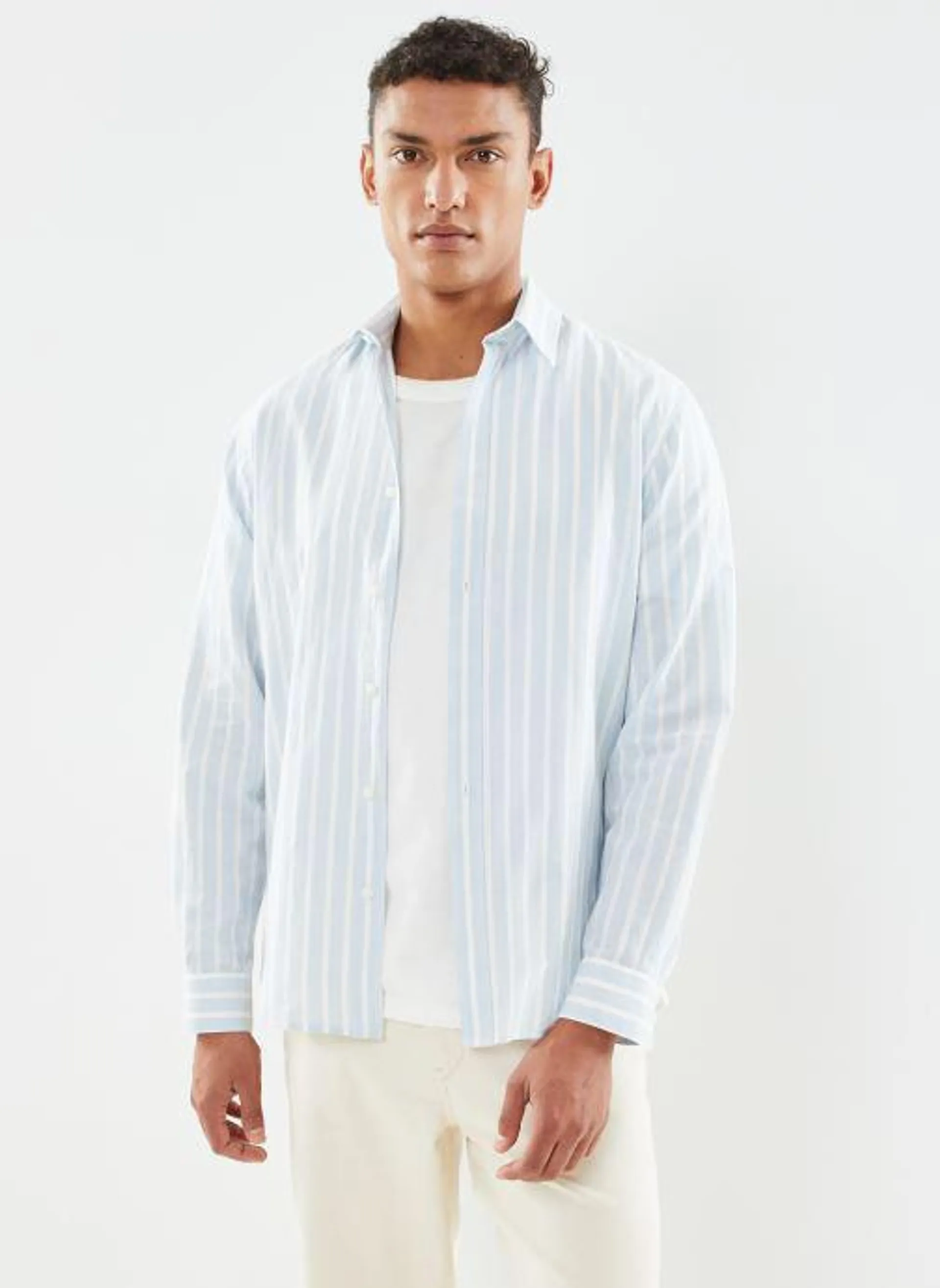 Selected Homme Slhslimnew-Linen Shirt Ls W Noos Blauw