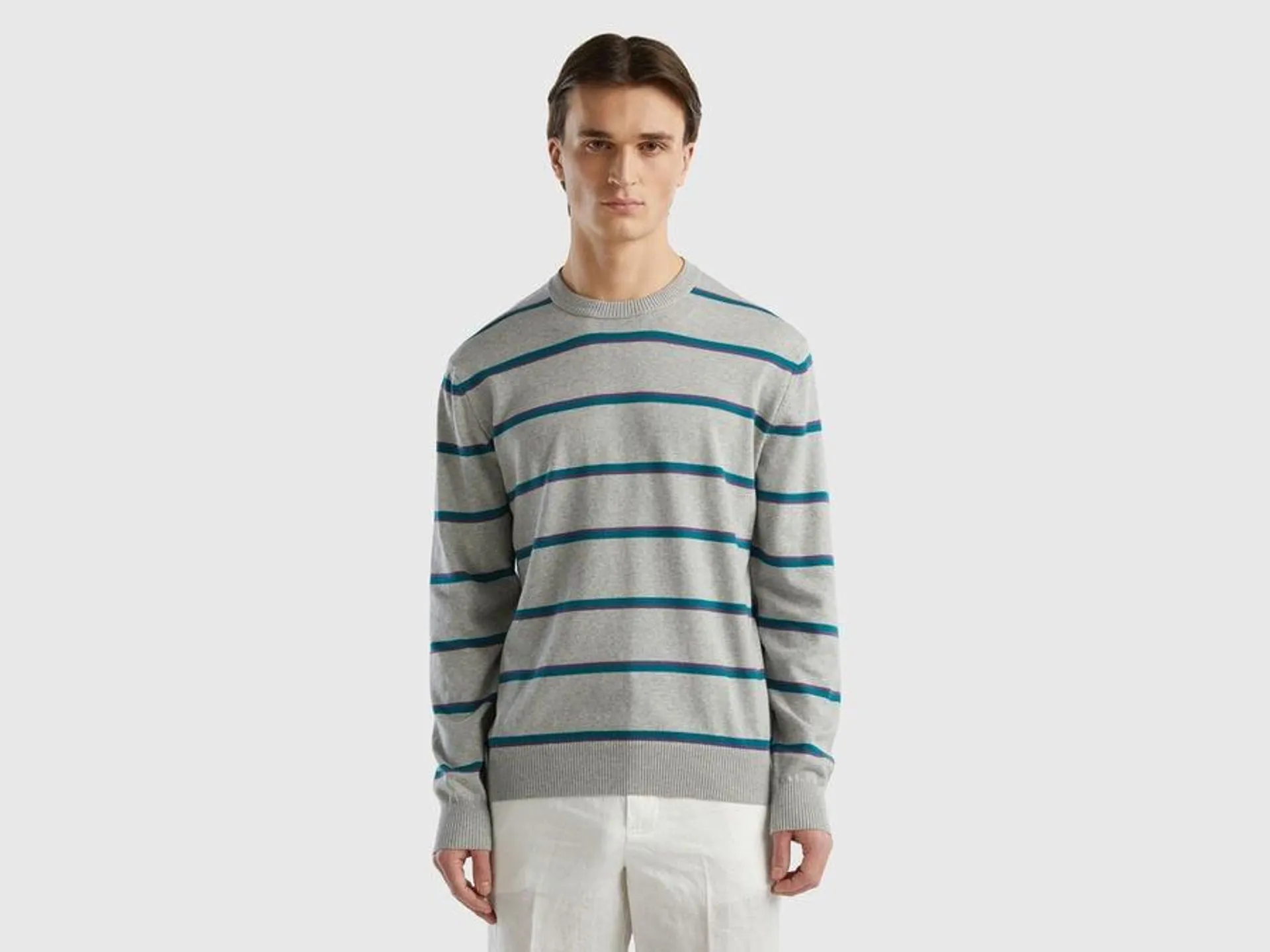 Striped 100% cotton sweater