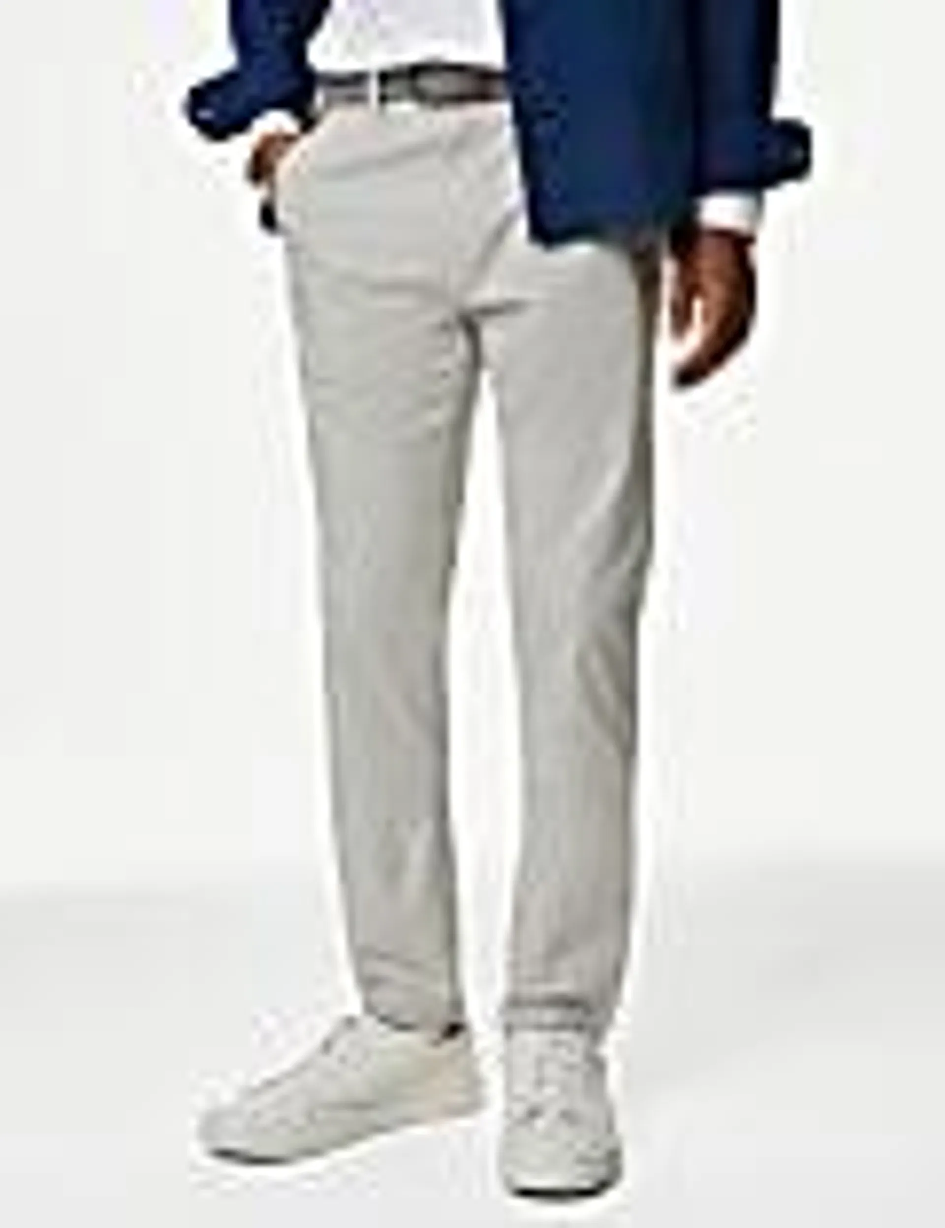 Slim Fit Belted Textured Stretch Chinos