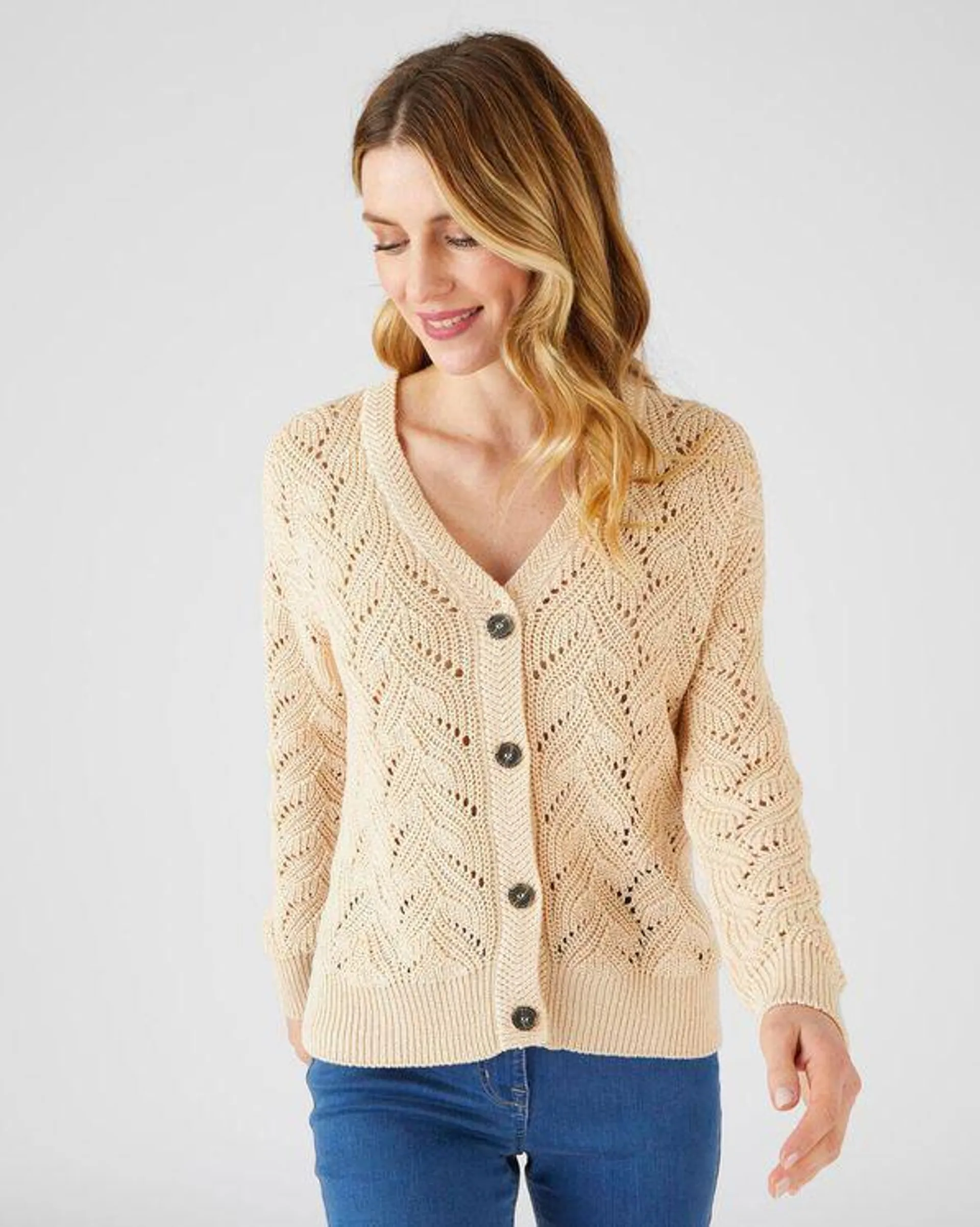 Cardigan in linttricot met ajour