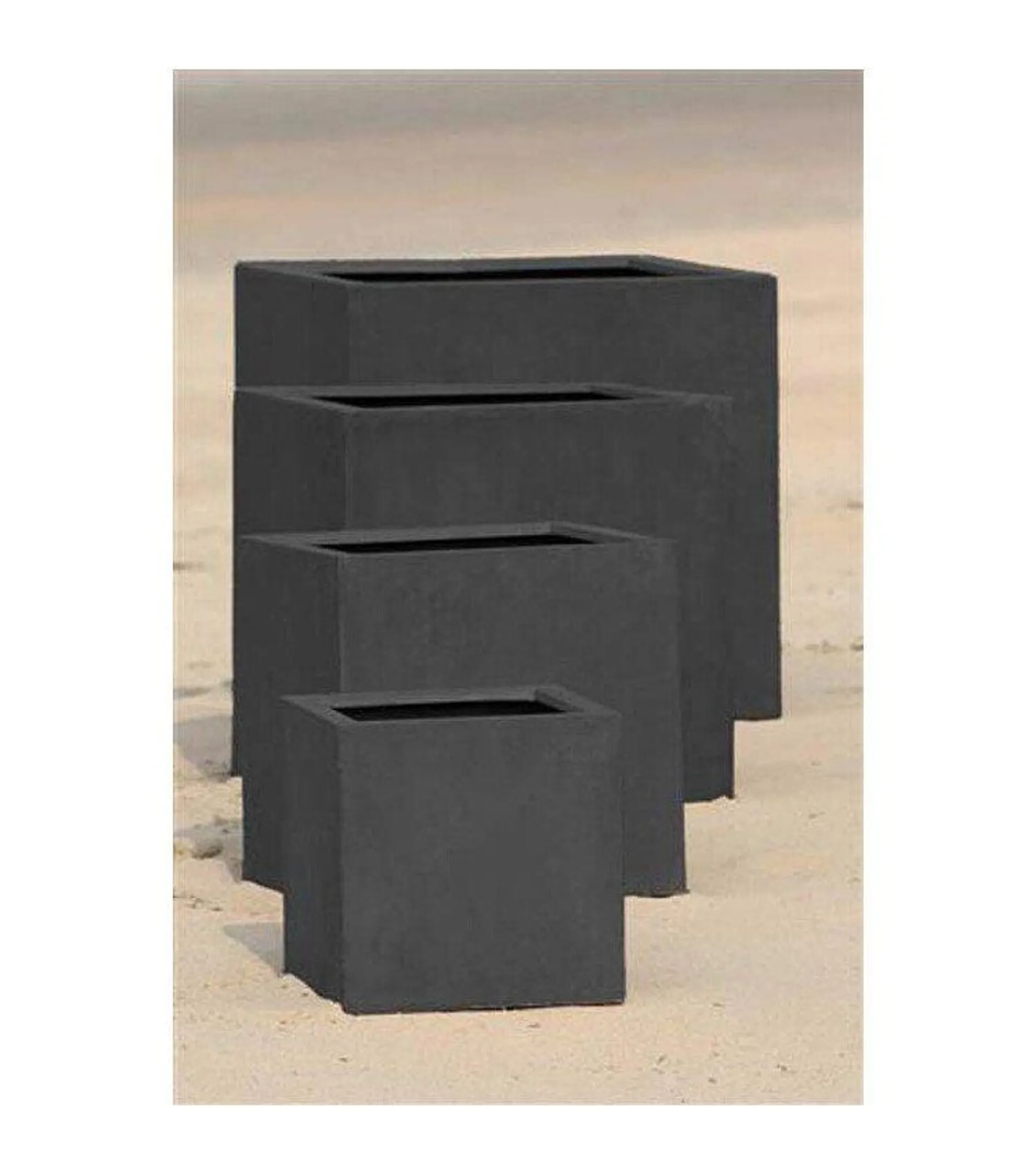 Bloembak zwart kubus polystone betonlook 30x30x30 cm