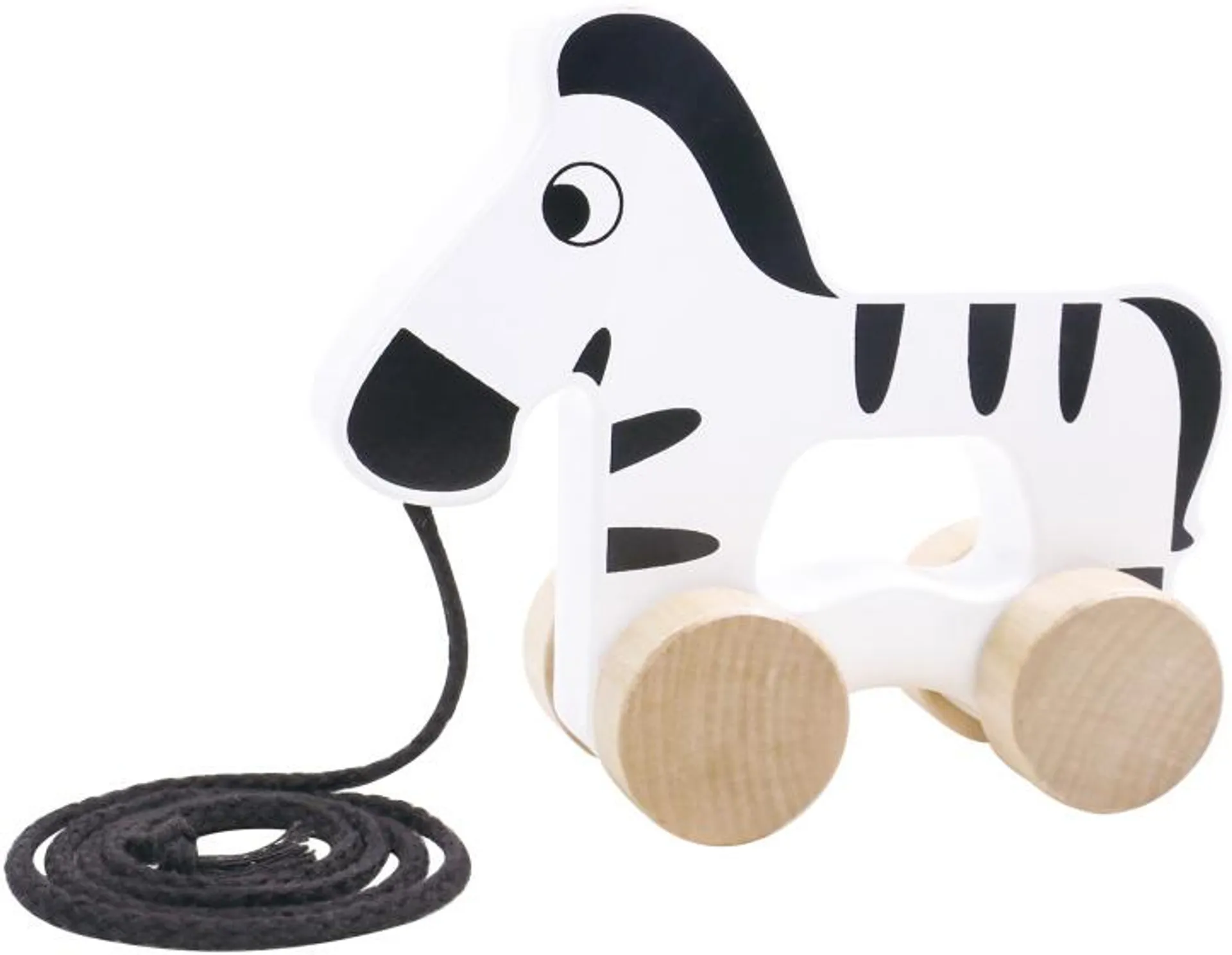Tooky Toy Zebra Houten Trekfiguur 18 maanden Zwart/Wit