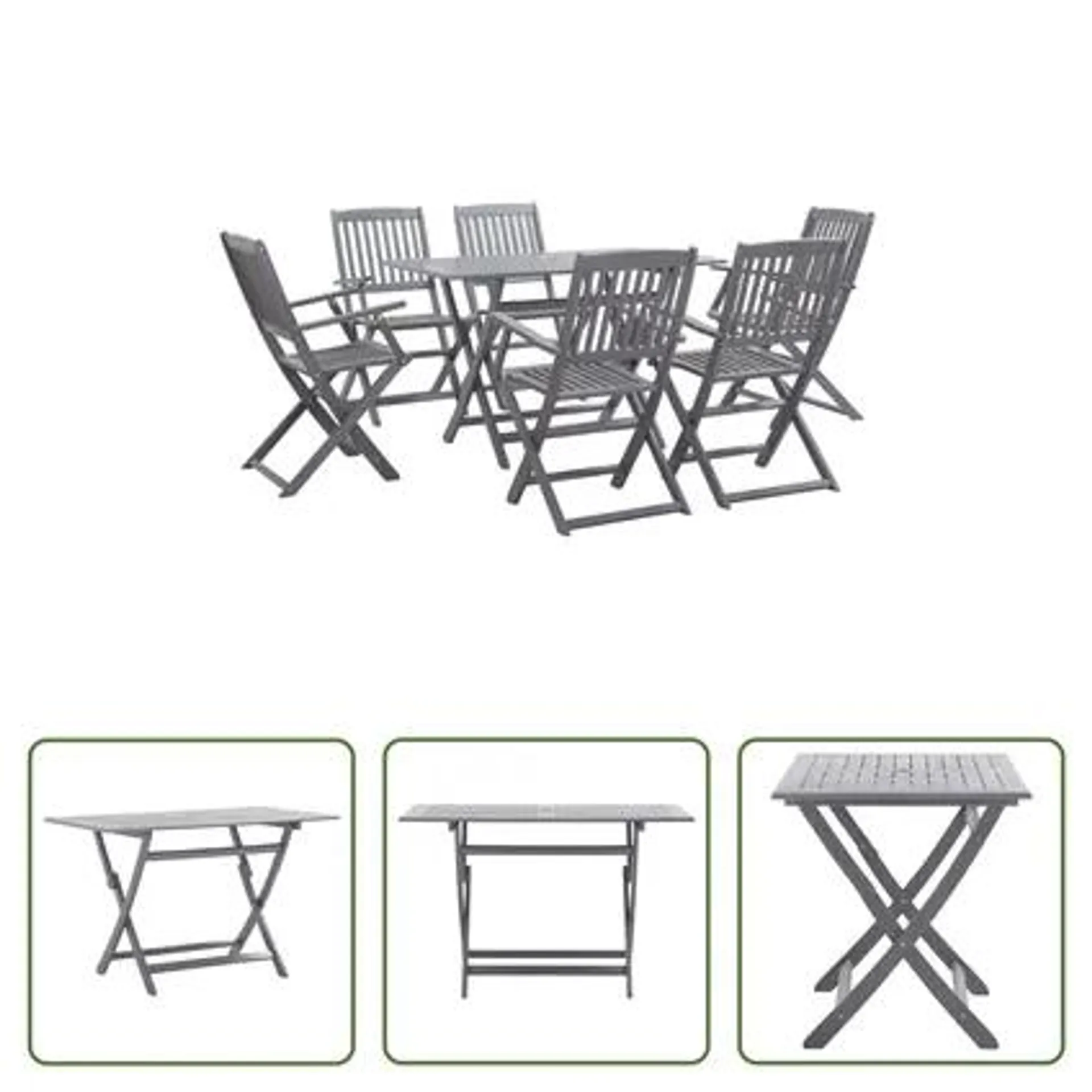 vidaXL Mobilier à dîner de jardin 7 pcs Bois d'acacia massif Gris