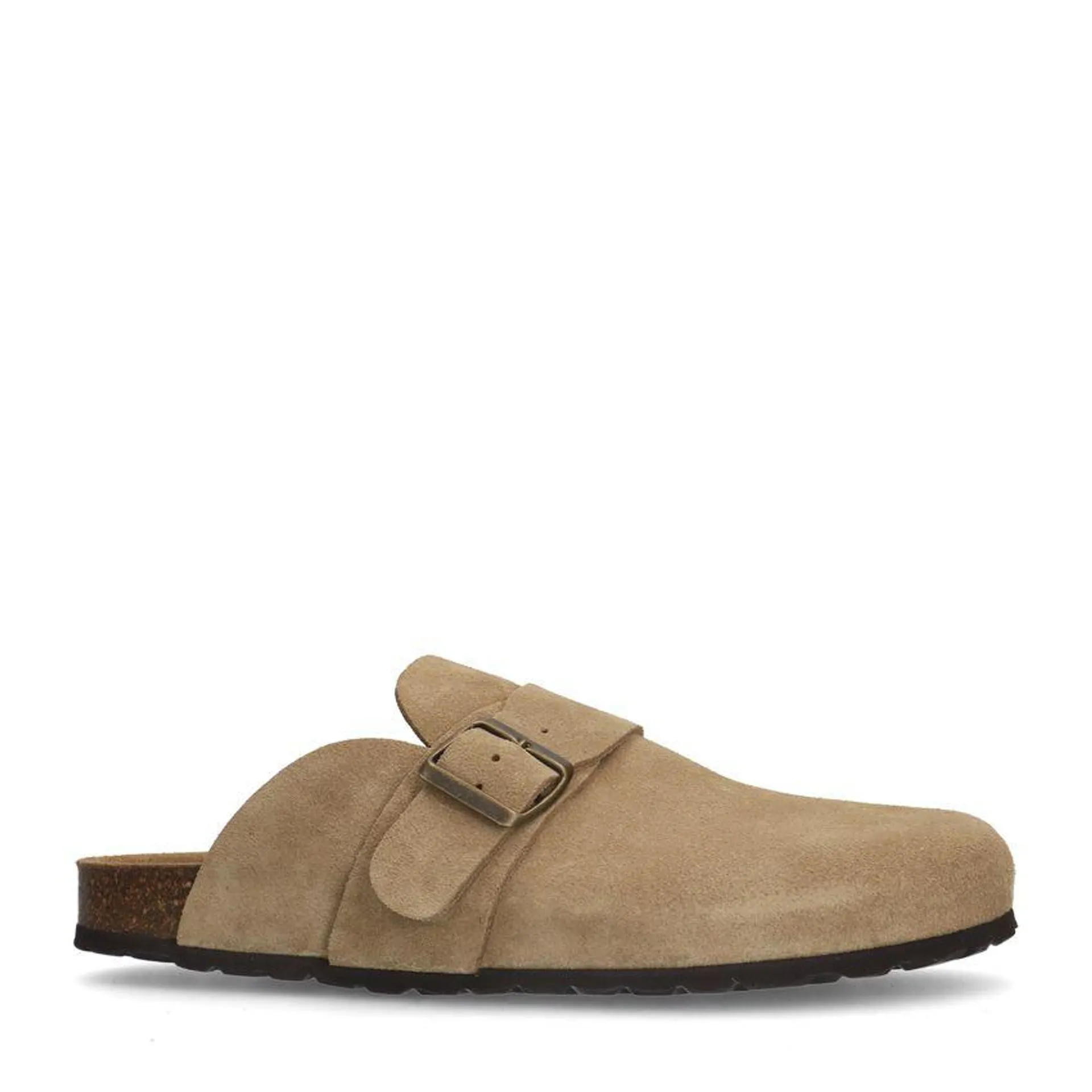 Beige suède slip ons