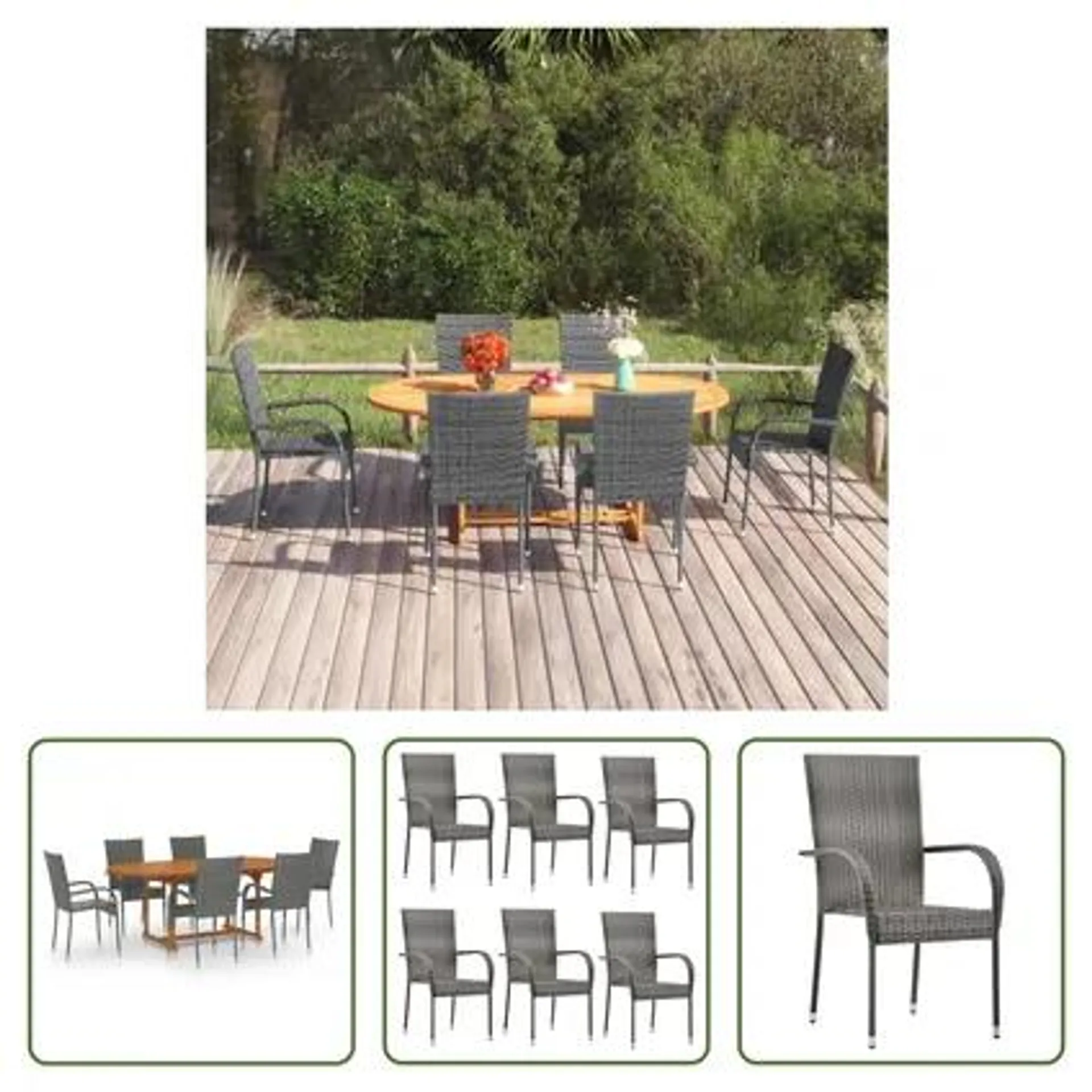 vidaXL Ensemble de salle à manger de jardin 7 pcs Résine tressée Gris