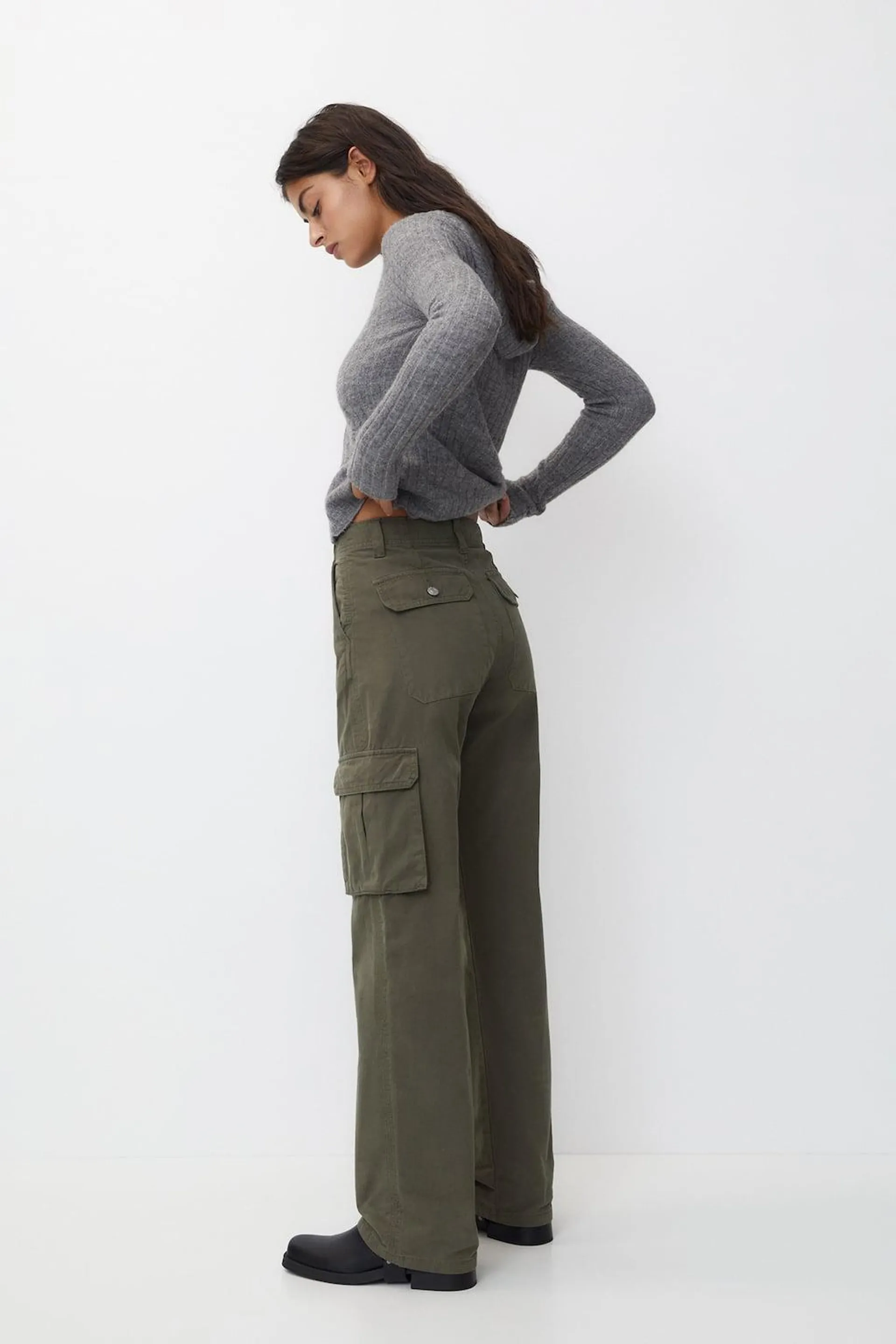 HIGH WAIST CARGO TROUSERS