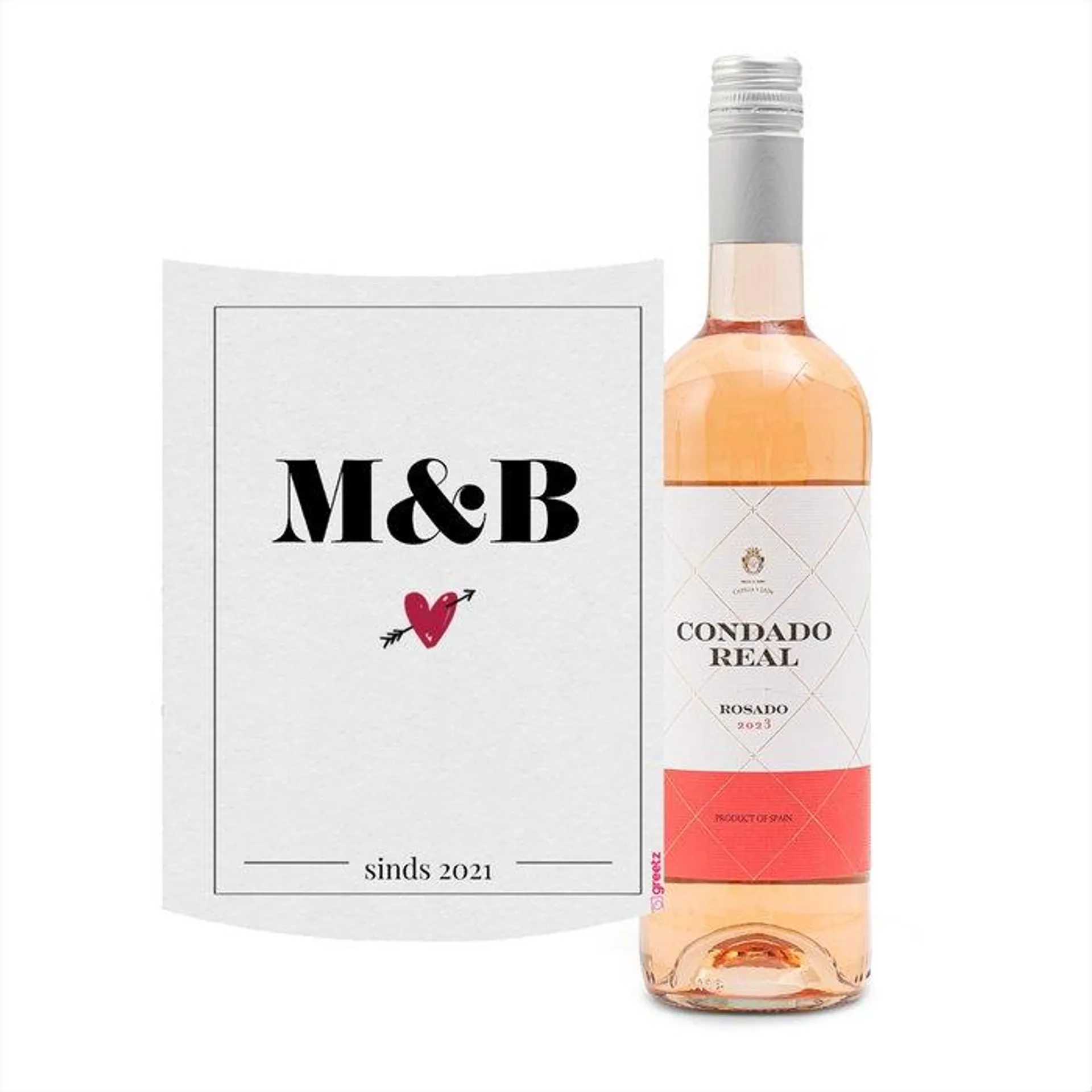 Condado Real | Tempranillo Rosado | Love met eigen tekst | 750 ml