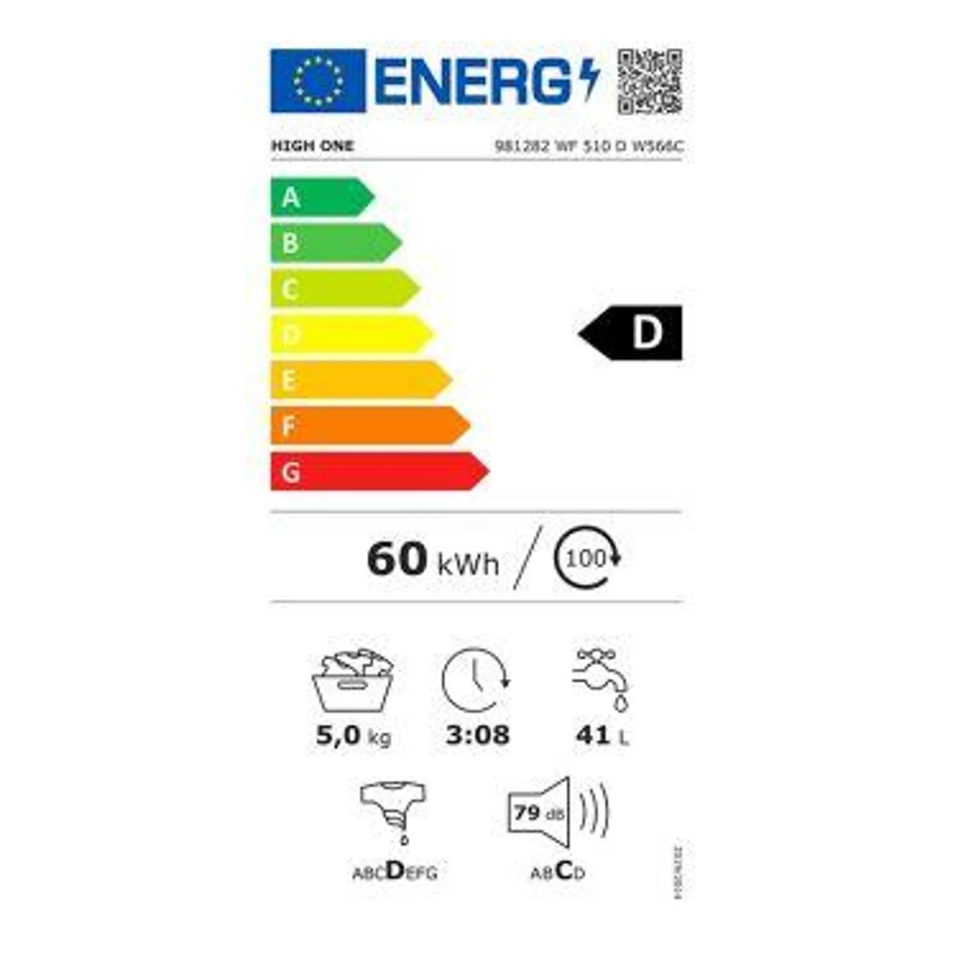 Lave-linge HIGH ONE WF 510 D W566C