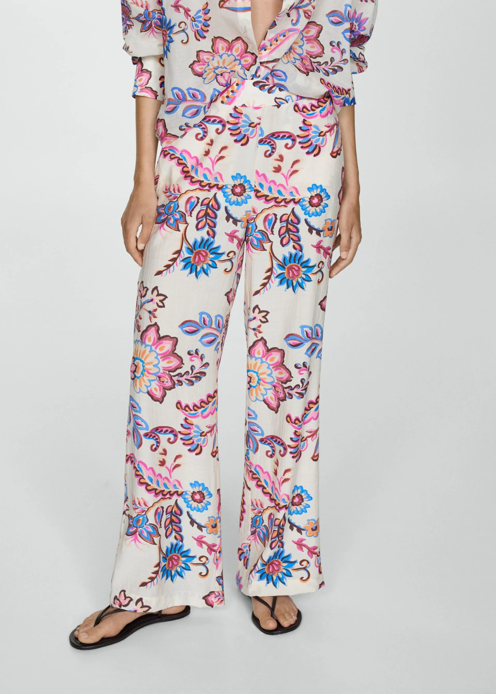 Floral print straight trousers