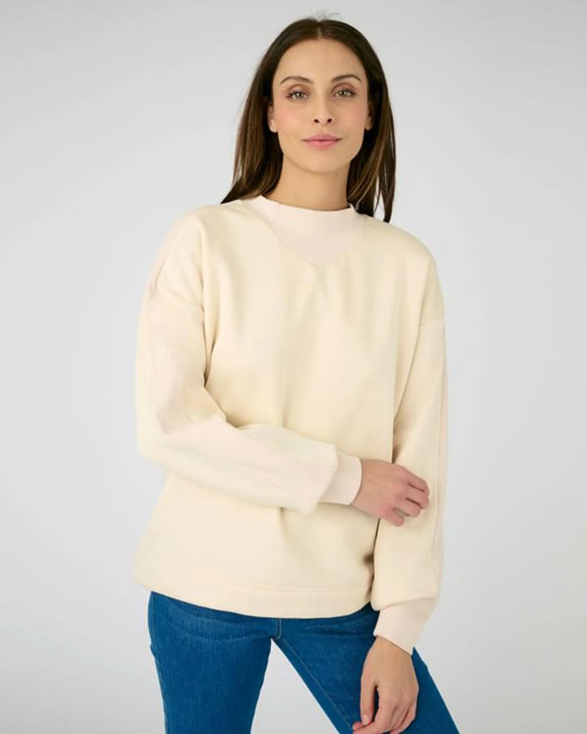 Sweater in molton, fleece aan binnenzijde