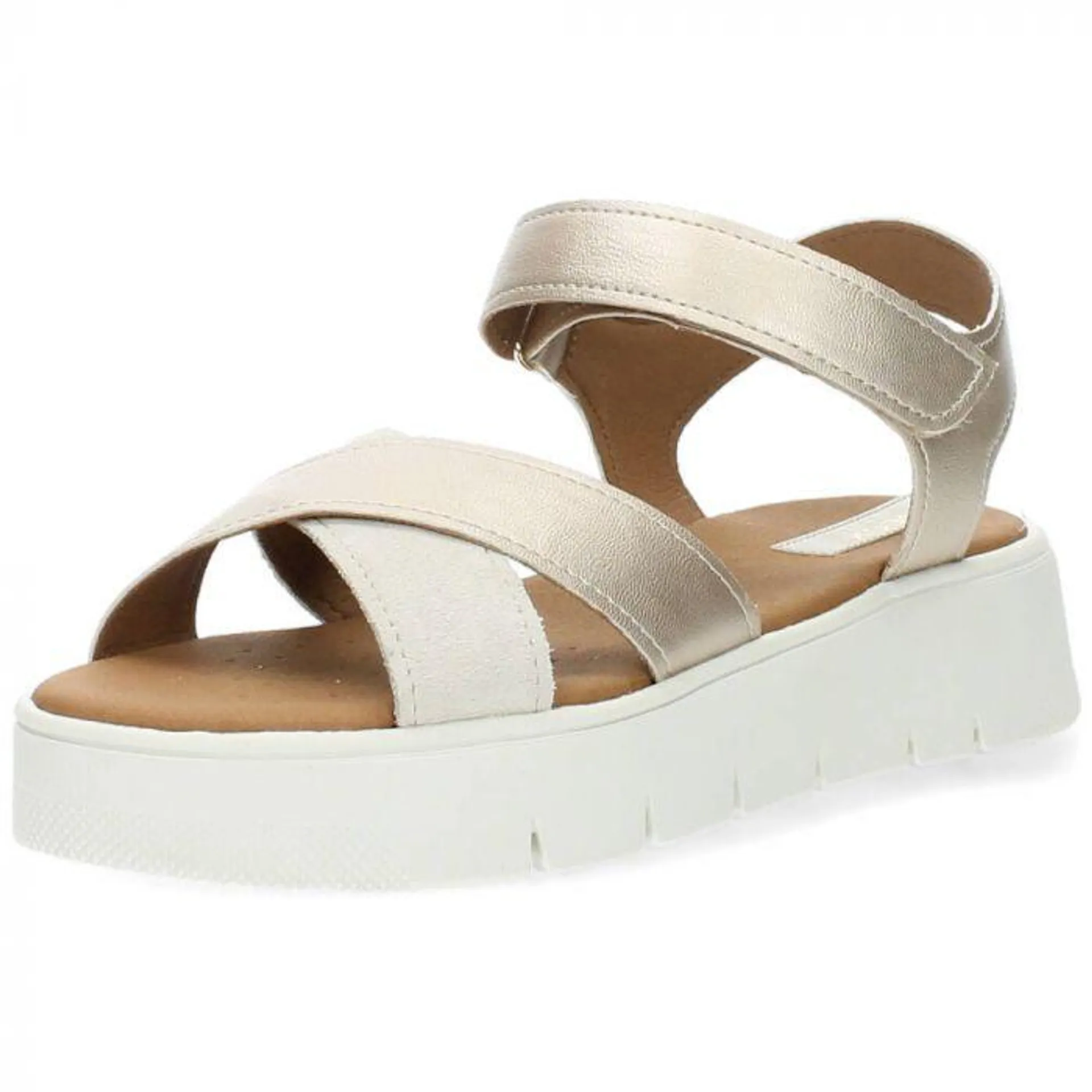 Metallic beige sandalen