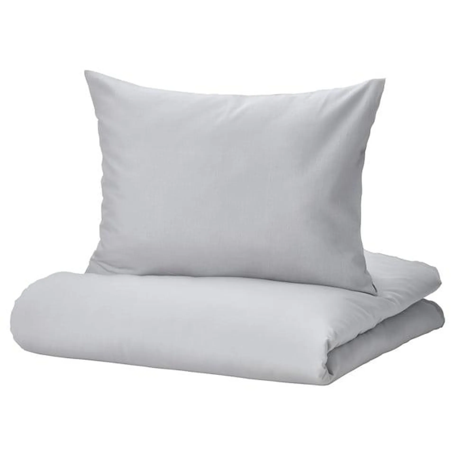 Duvet cover and 2 pillowcases, light grey,