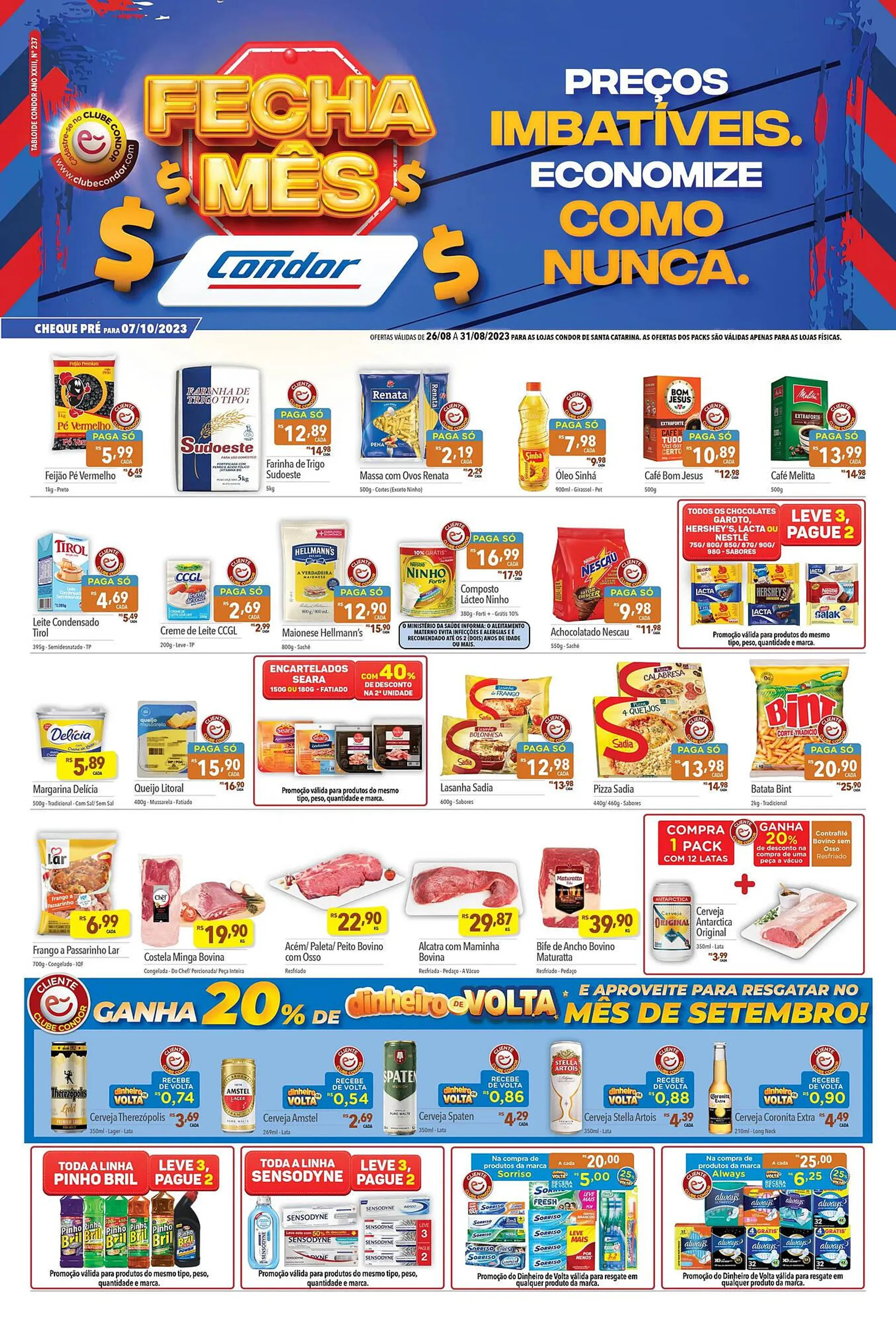 Encarte de Catálogo Supermercados Condor 28 de agosto até 7 de setembro 2023 - Pagina 1