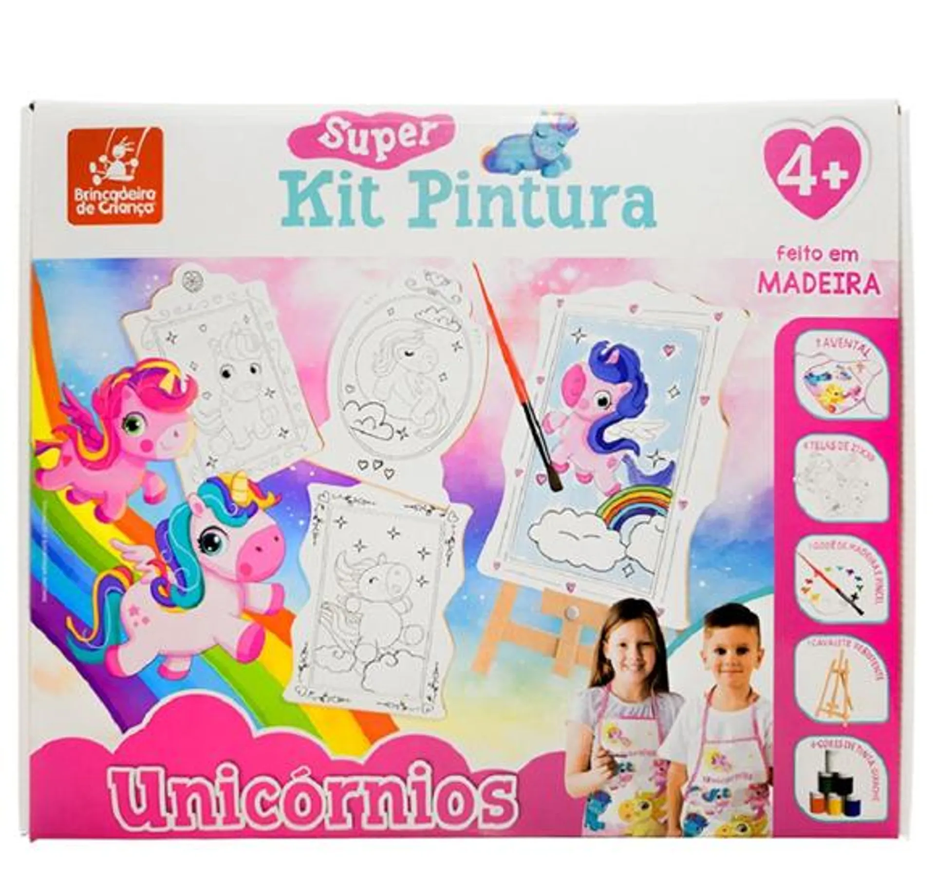 kit pintura com 13 peças studio lousa mágica unicórnio brincadeira de criança