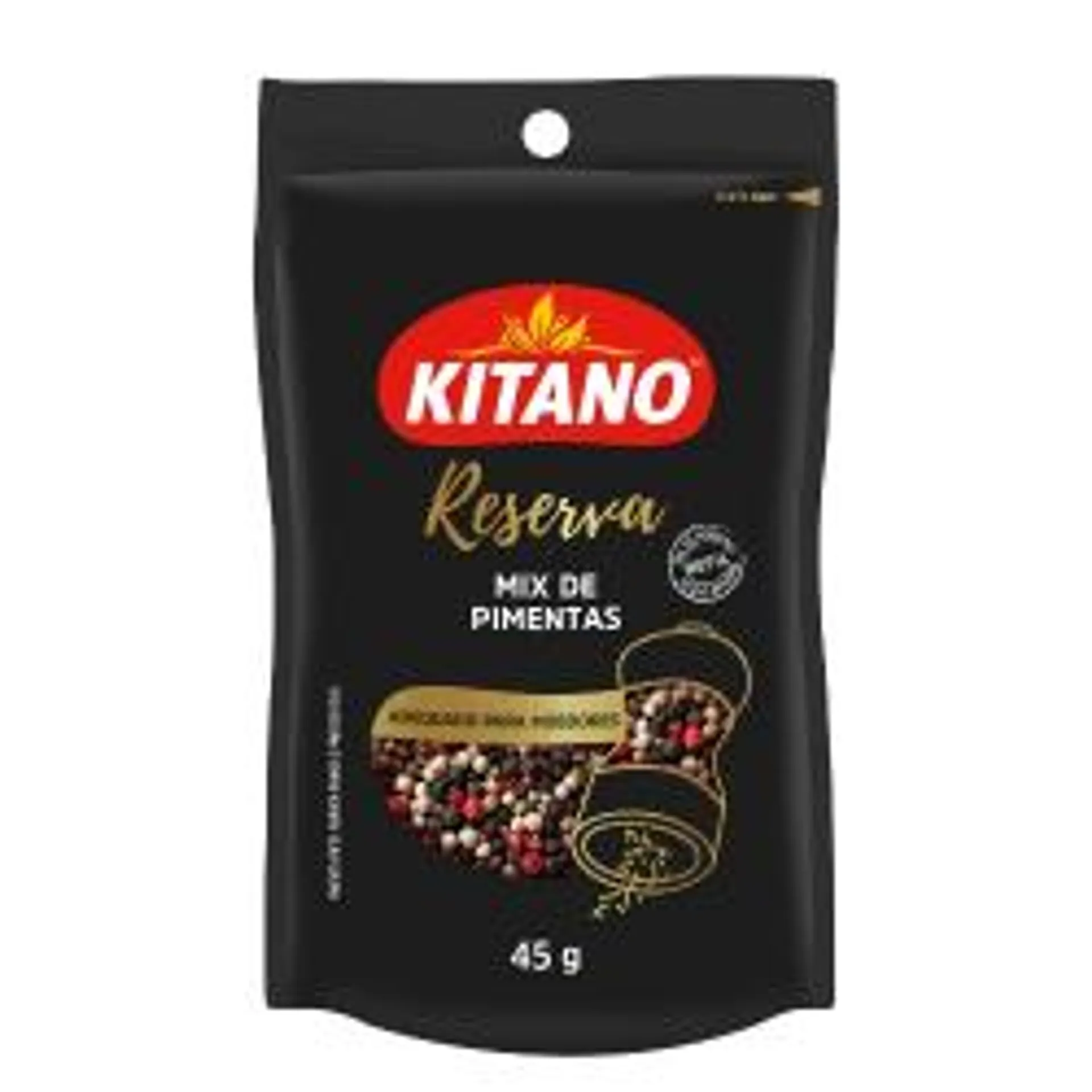 Mix De Pimenta Pimenta-preta, Pimenta-branca, Pimenta-rosa Kitano Reserva Sachê 45g Refil