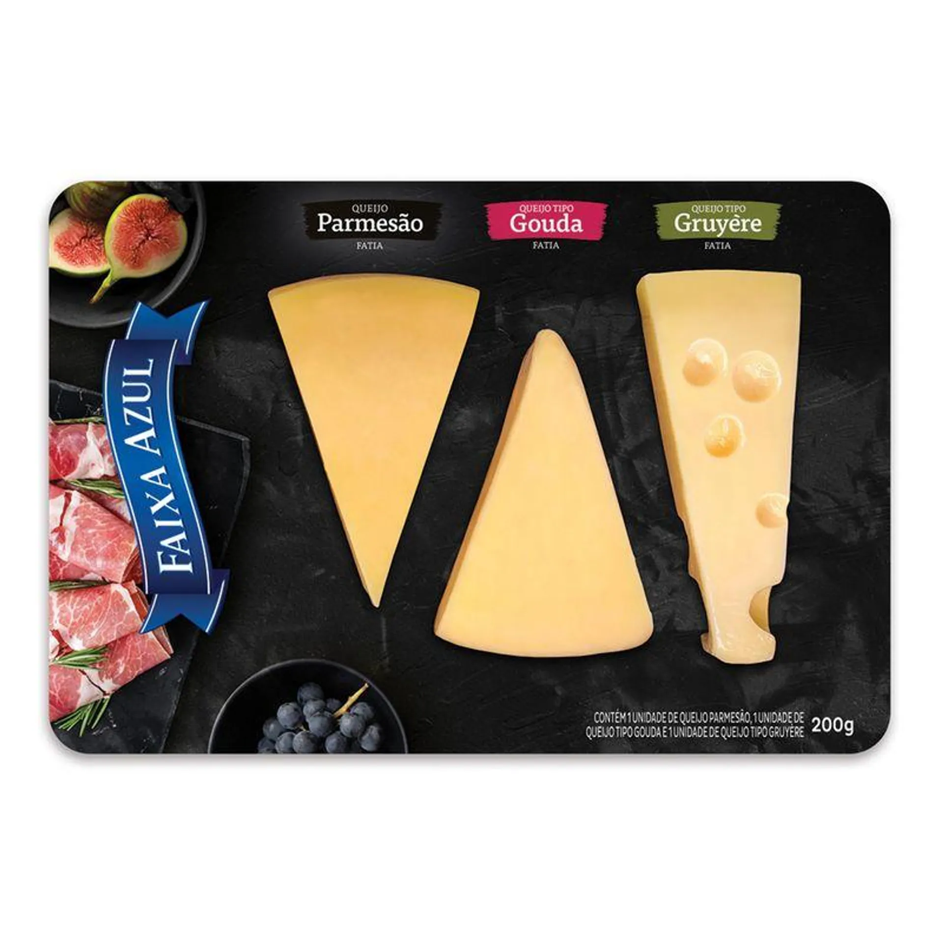 Queijos Parmesão Gouda Gruyere Faixa Azul 200g