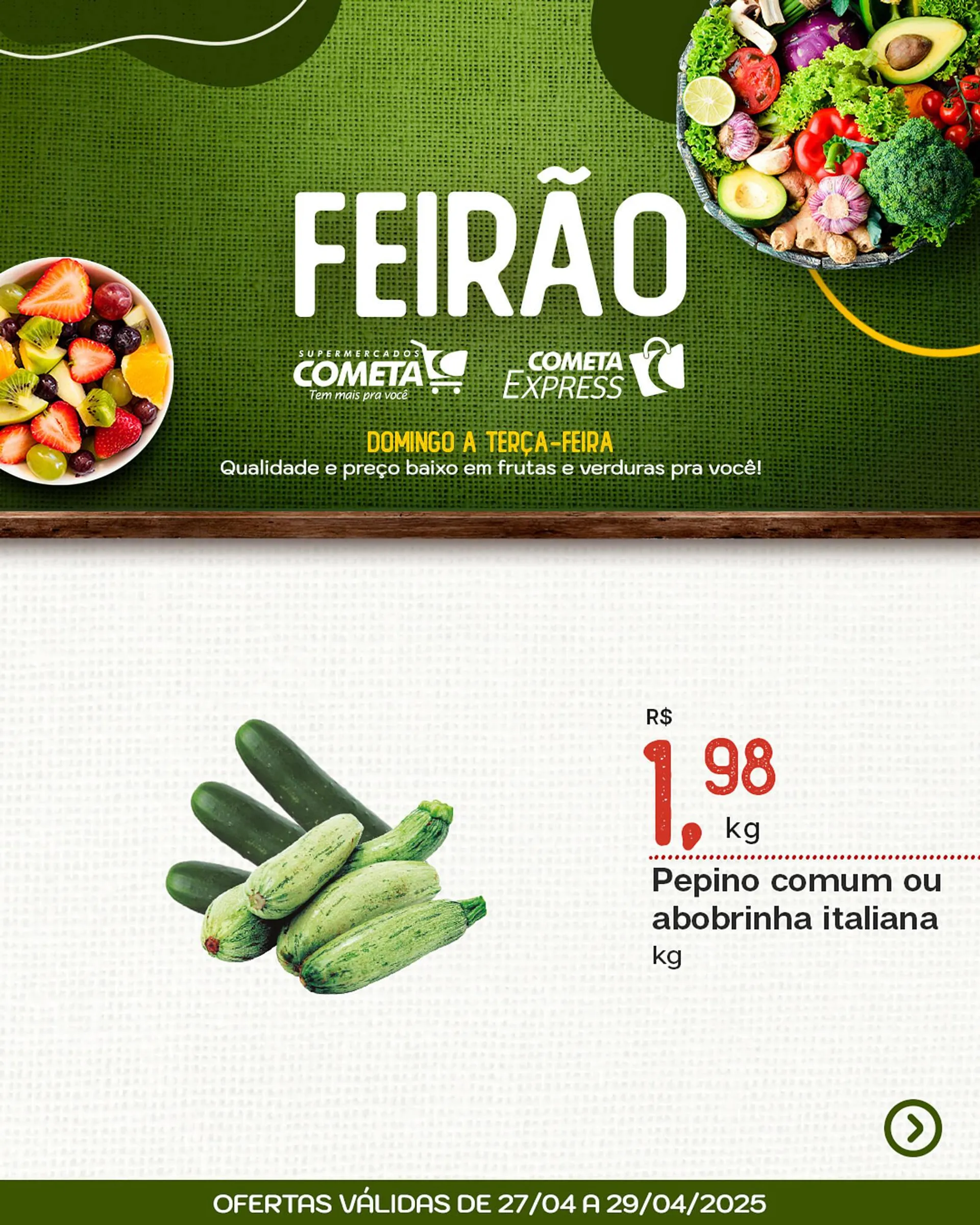 Encarte de Catálogo Cometa Supermercados 27 de abril até 29 de abril 2025 - Pagina 1