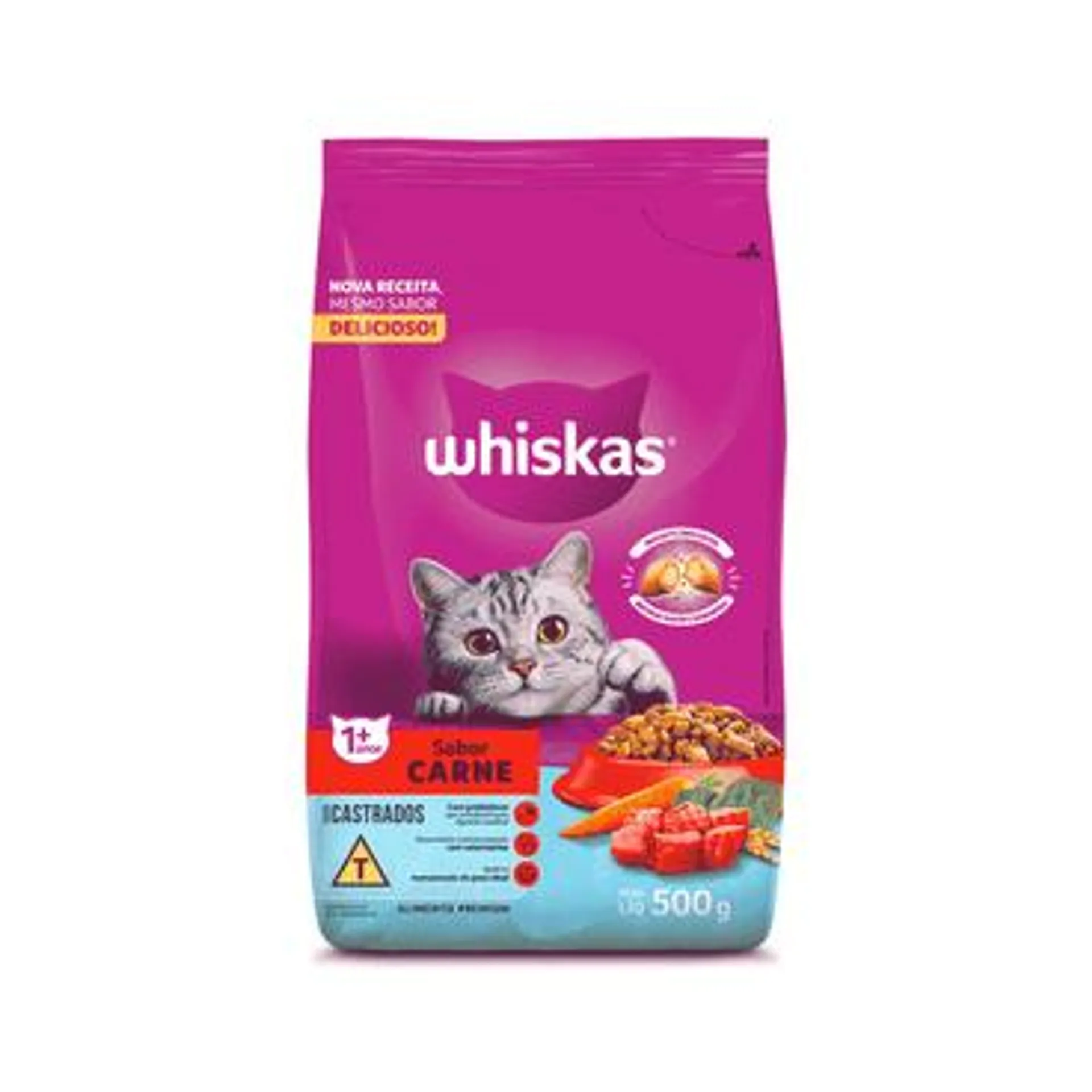 Ração Whiskas Gatos Adultos Castrados Carne 500 g