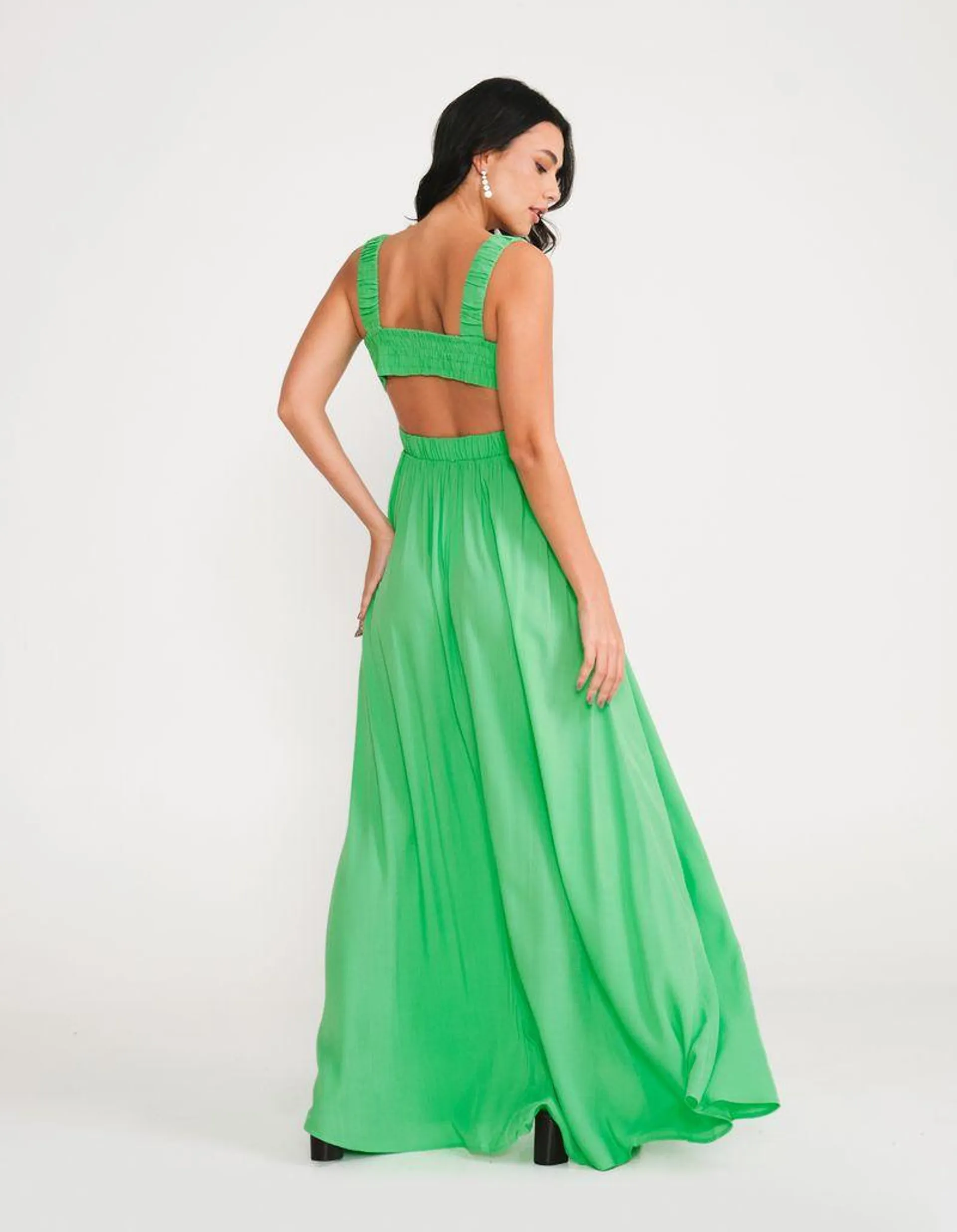 Vestido Longo Alca Elastico - Verde