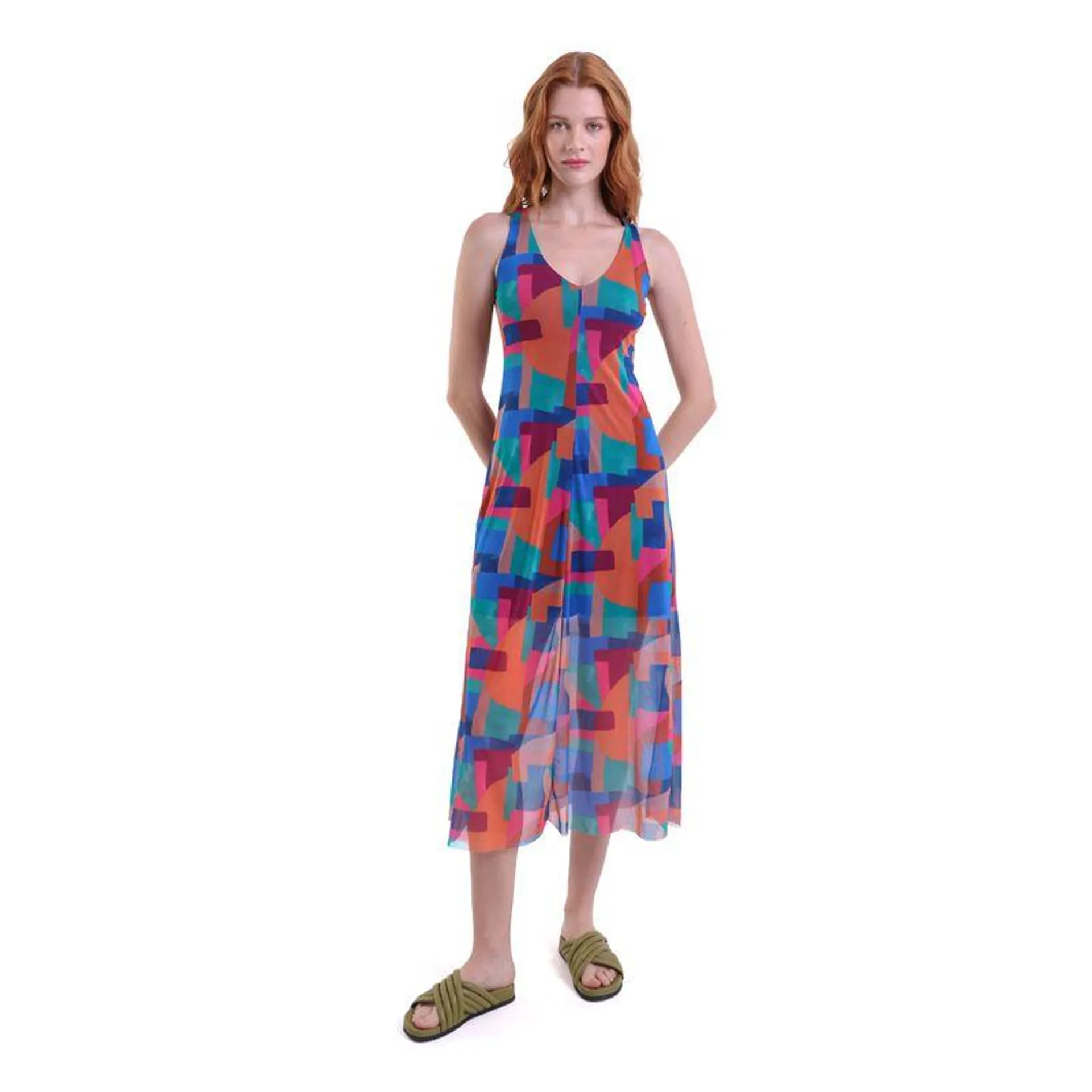 Vestido Regata Midi Tule Decote U Rochedos