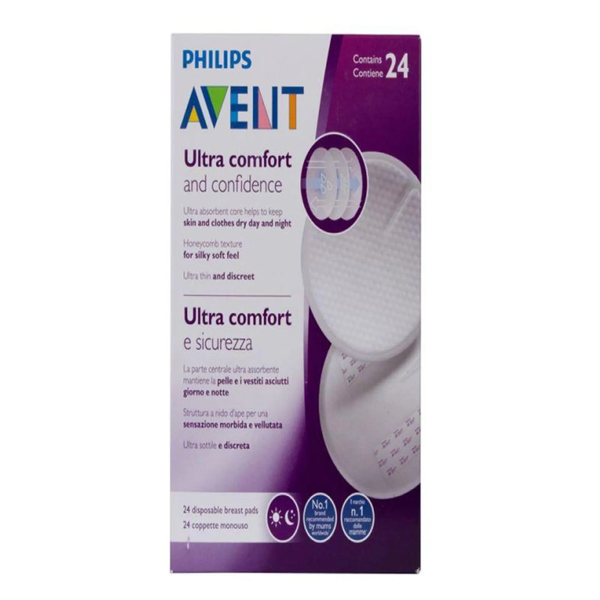 Absorvente Para Seio Avent Descartavel Dia E Noite Com 24 Unidades