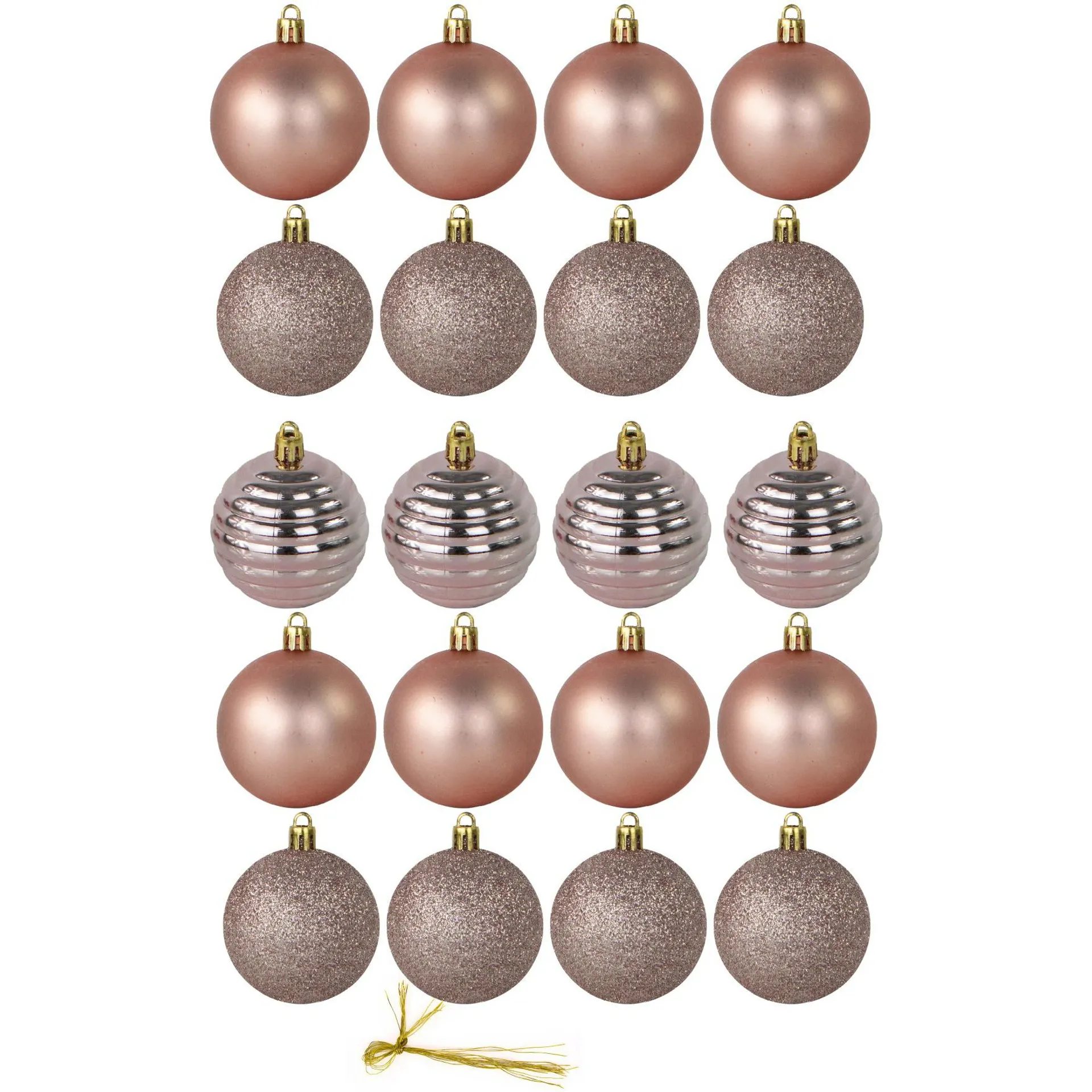Kit de Bola de Natal Plástico 20 Peças 6cm Rosê - Bianchini