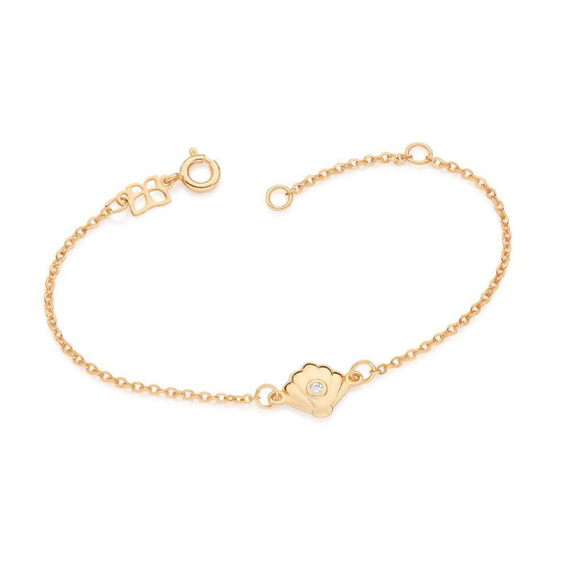 PULSEIRA CONCHA BANHADA A OURO 18K COM ZIRCÔNIA - TAM.16 5521411606