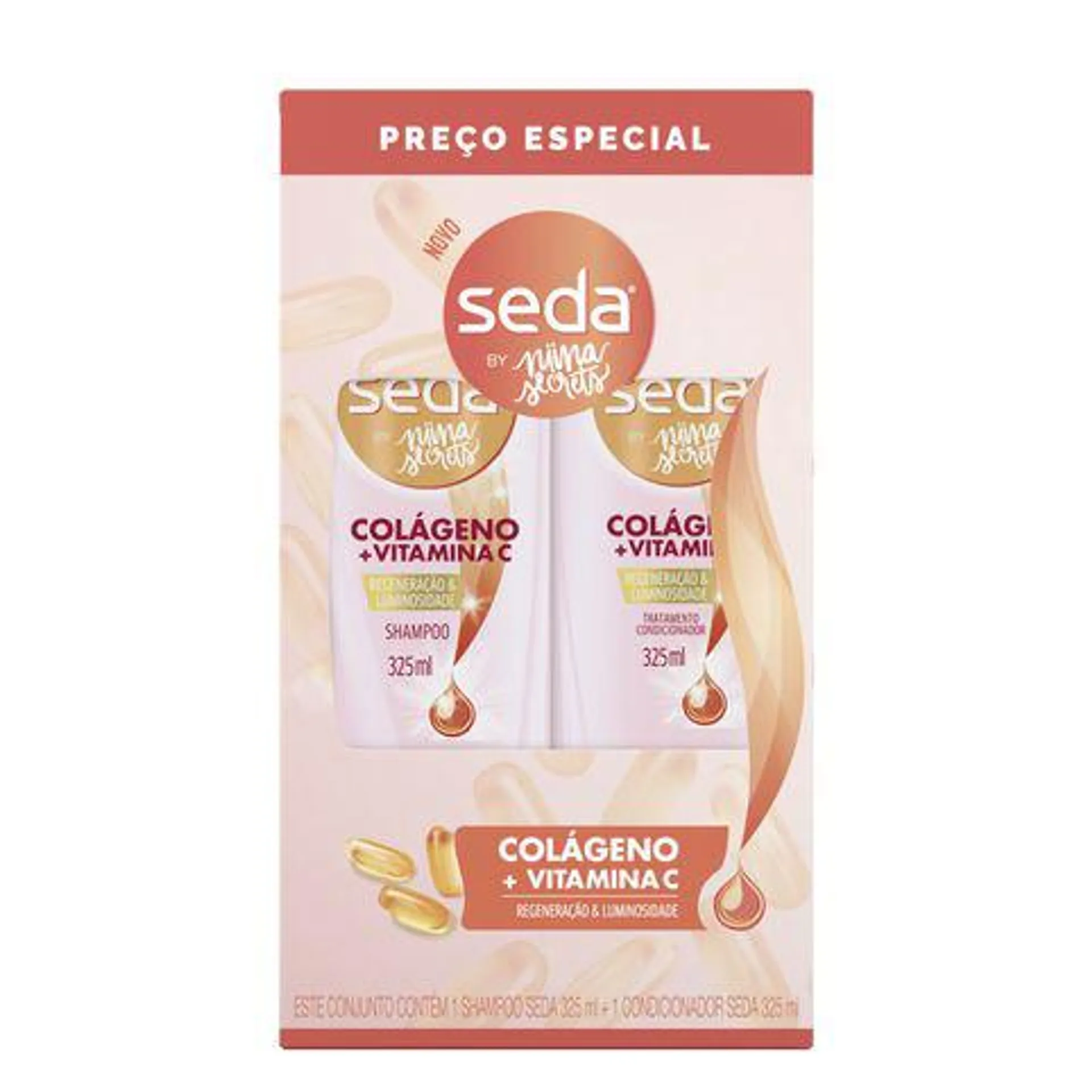 Kit Shampoo + Condicionador Seda Colágeno + Vitamina C 325ml