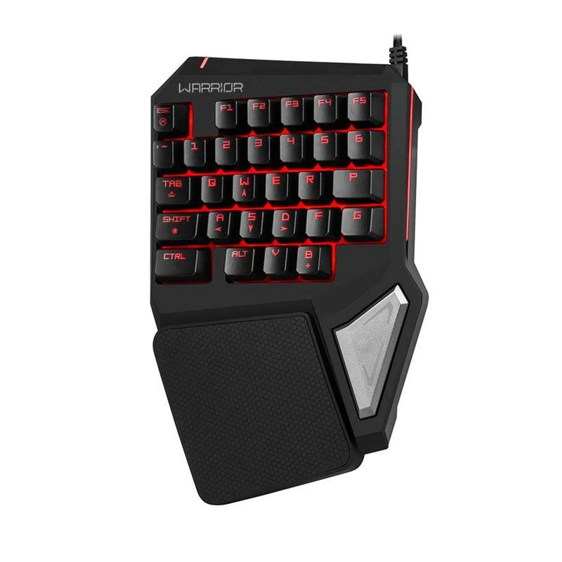 Teclado Gamer One Hand Drugi Semi Mecânico com Luz de Led Preto Warrior - TC238