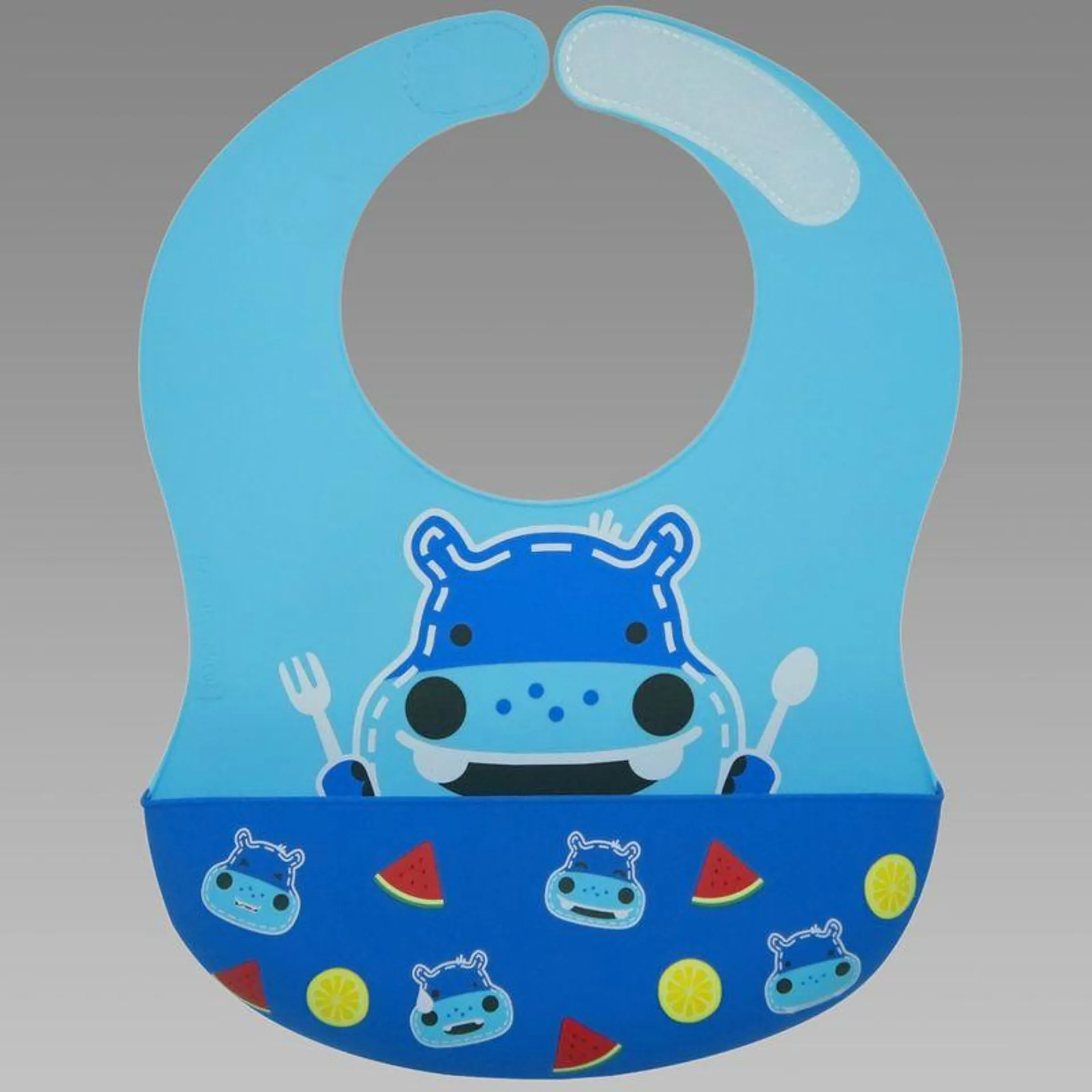 Babador de Silicone com Velcro Azul Azul