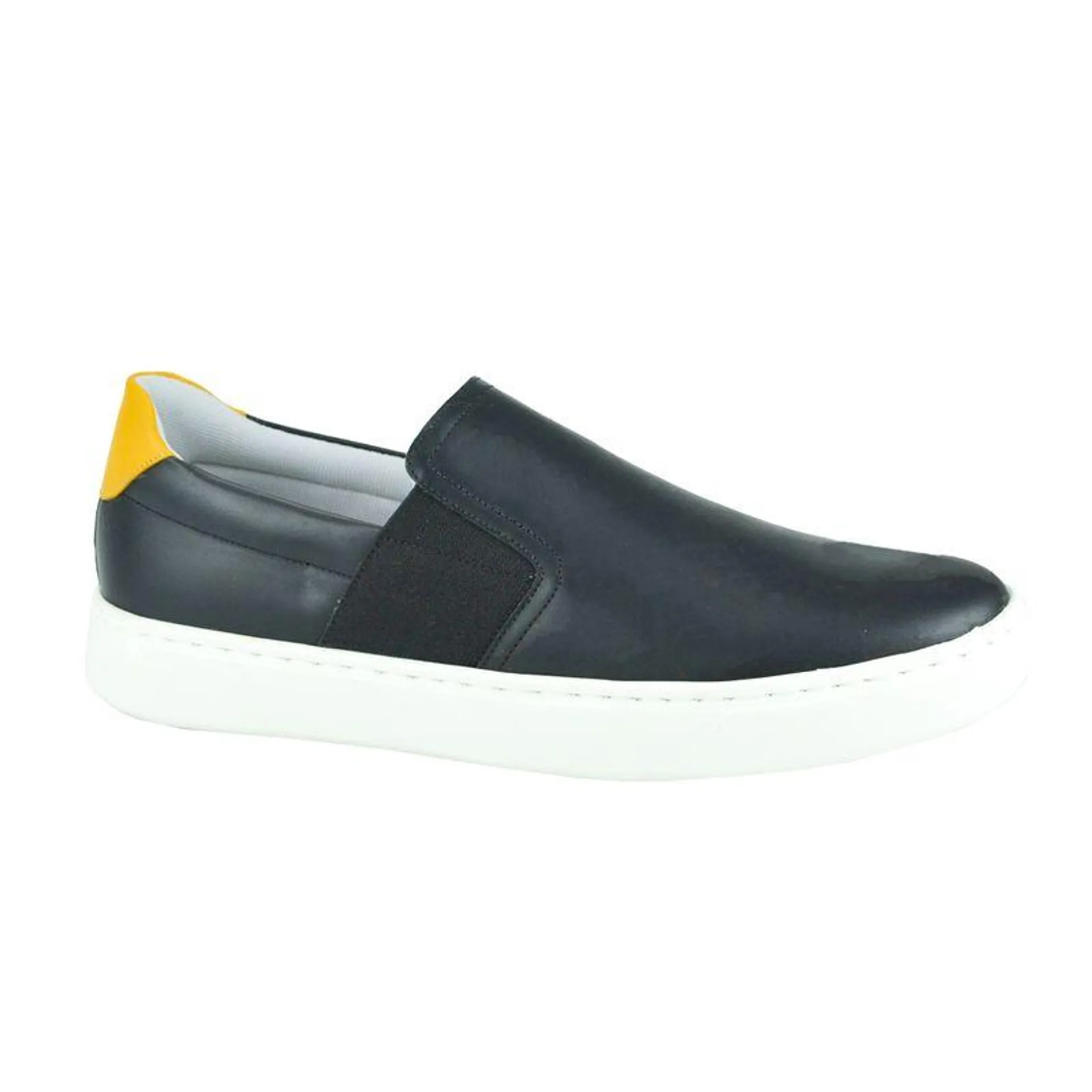 Tênis Slip On Masculino Preto Couro