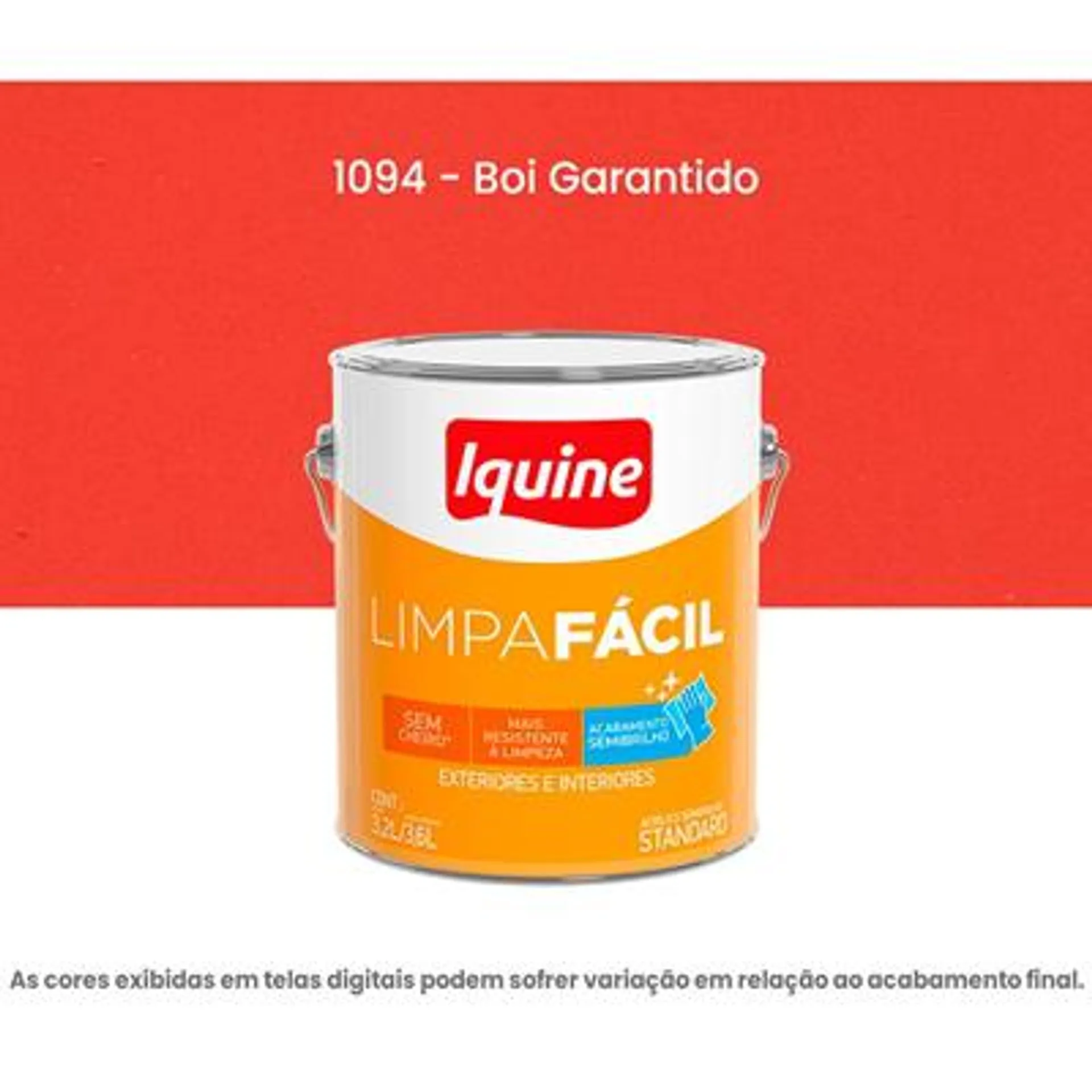 Tinta Acrilica Iquine Standard Semibrilho 3,2L Limpa Fácil 1094 Boi Garantido (MP)