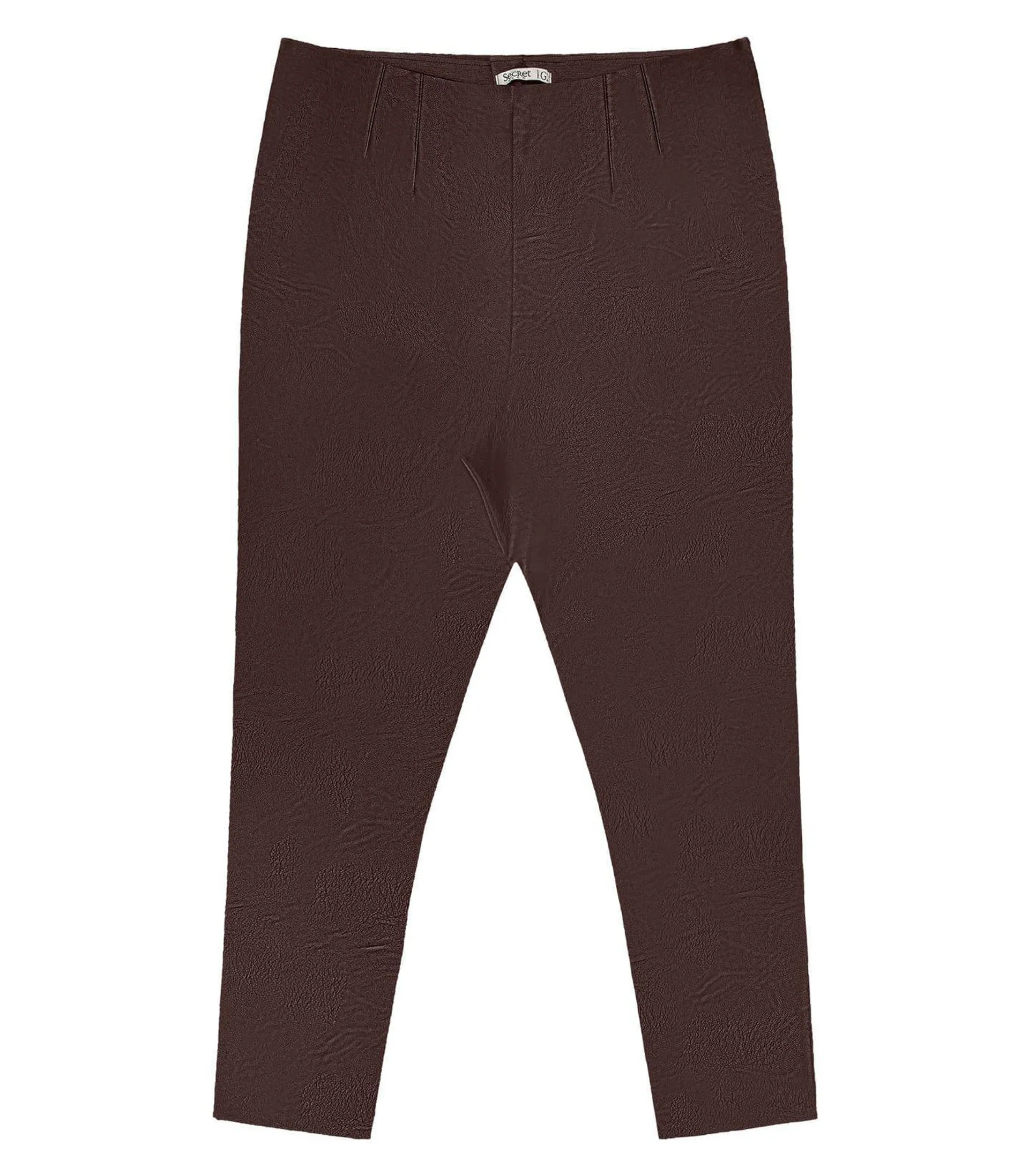 Legging Feminina Plus Size Em Courino Secret Glam Marrom
