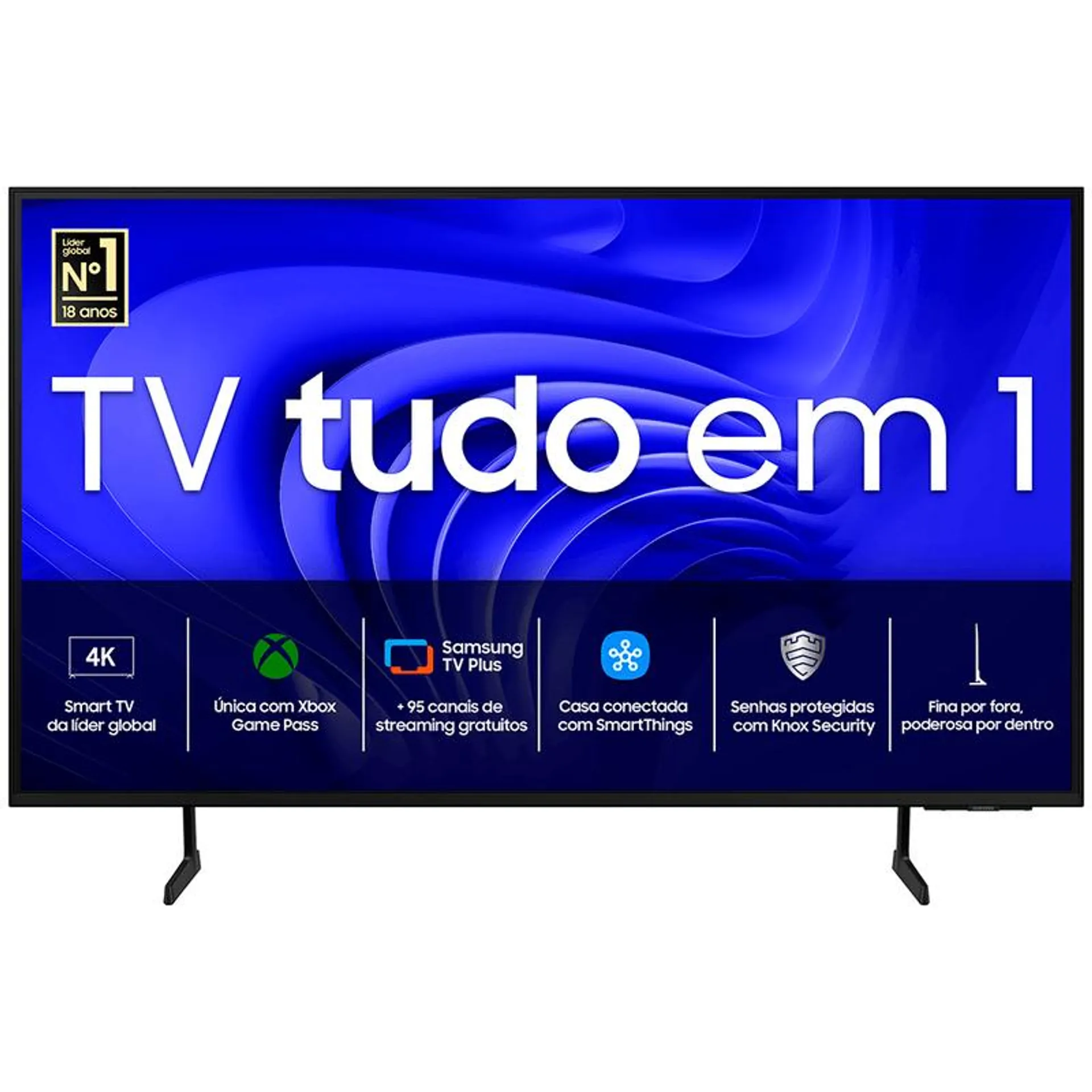 Smart TV 50" Samsung UHD 4K DU7700 com Gaming Hub e assistentes de voz